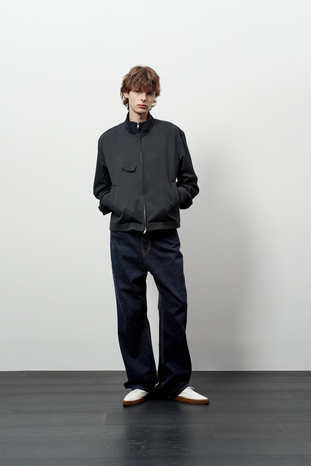 Stu - High Neck Crop Stripe Jacket (Grey) product image 13 | TRAB K-Fashion Australia