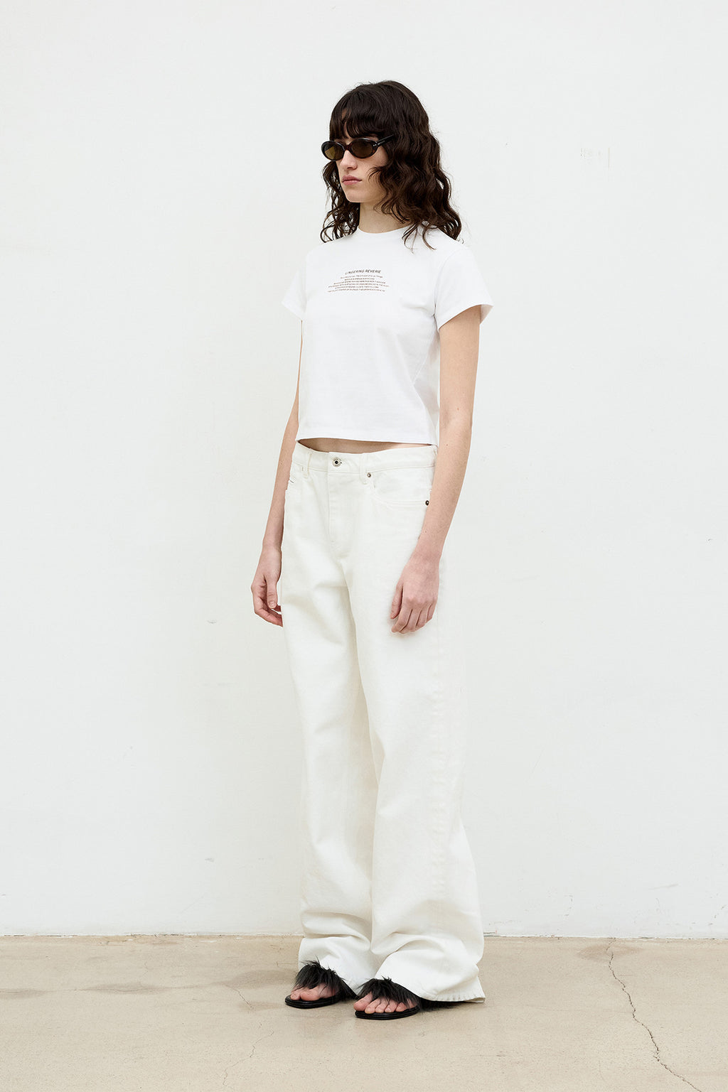 Coor - Printed Crop T-Shirt (White) product image 3 | TRAB K-Fashion Australia