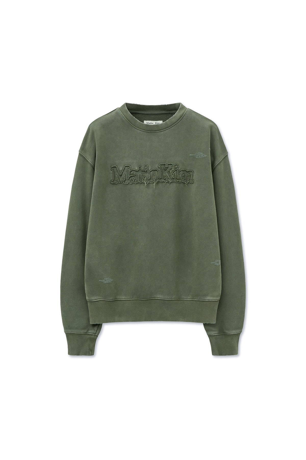 Matin Kim - Vintage Color Dying Logo Sweatshirt (Khaki) product image 1 | TRAB K-Fashion Australia