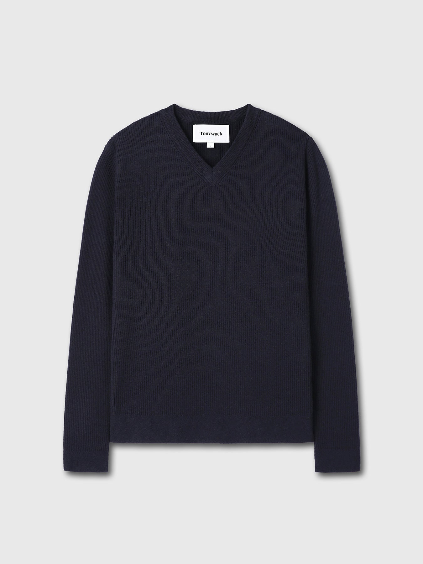 Tonywack - Super Fine Wool Ribbed V-Neck Sweater (Navy) product image 7 | TRAB K-Fashion Australia