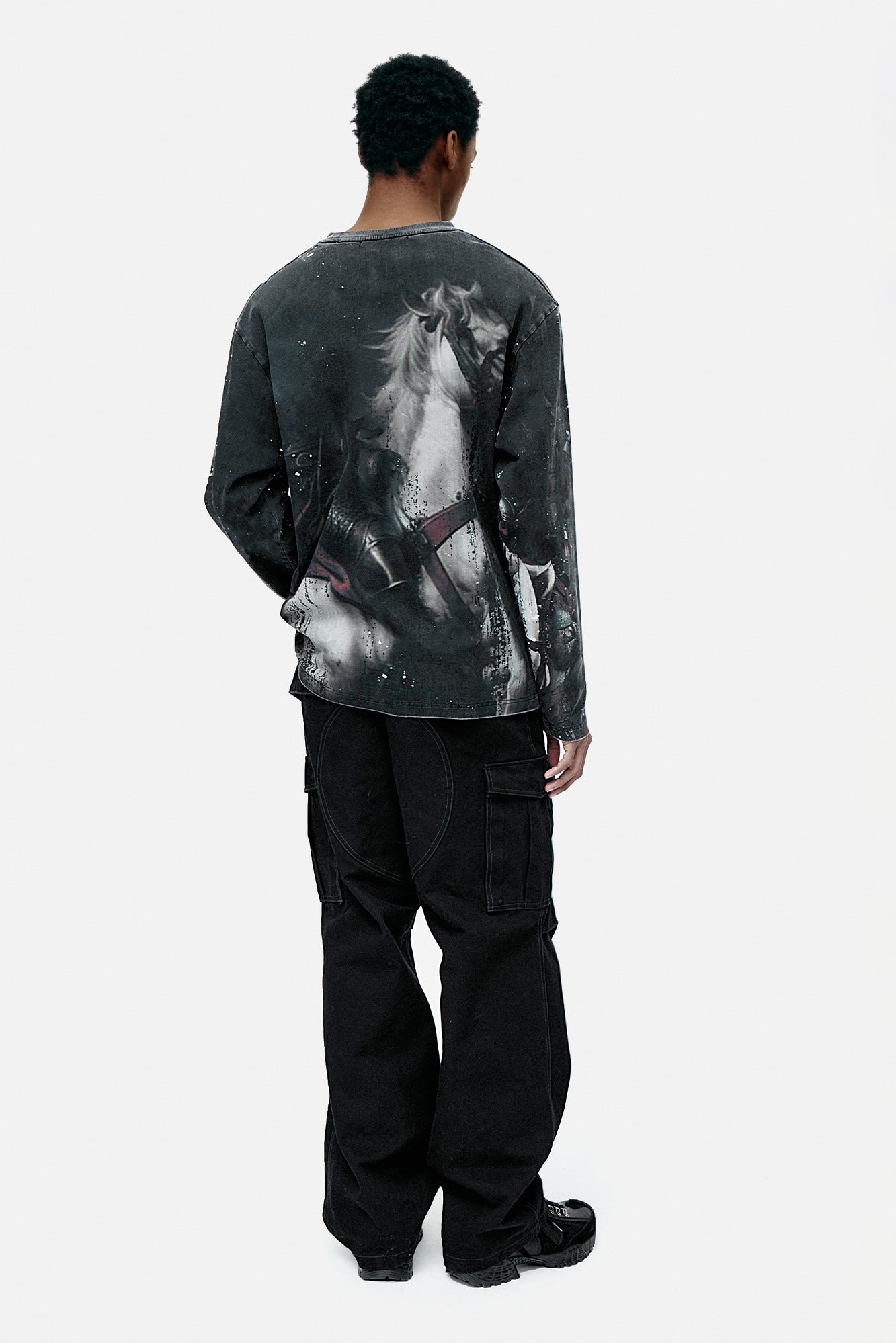Andersson Bell - Unisex Knight Printed Long Sleeve T-Shirt (Charcoal) product image 3 | TRAB K-Fashion Australia
