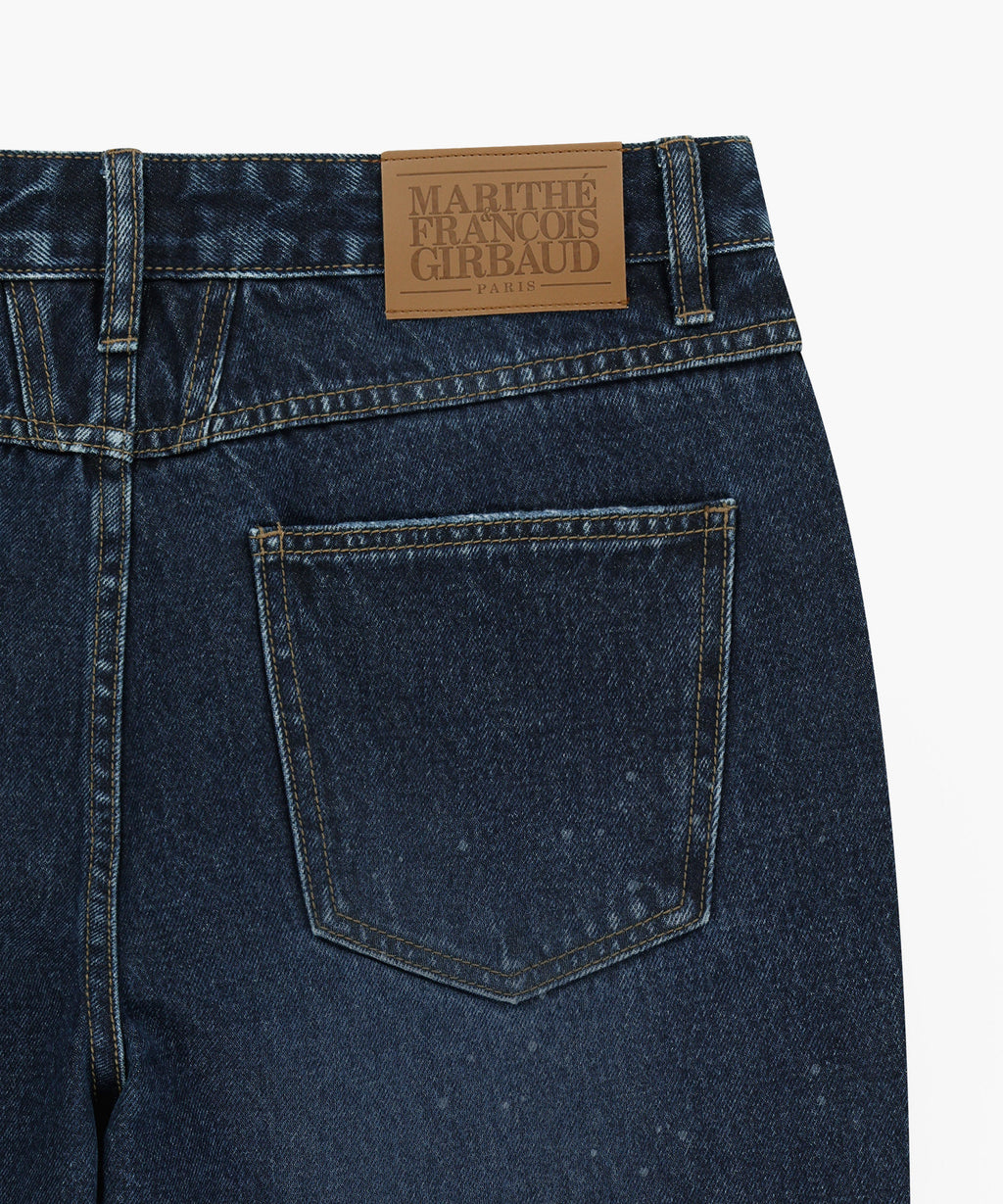 Marithe & Francois Girbaud - Semi-wide Painted Washed Denim Pants (Dark Blue) product image 5 | TRAB K-Fashion Australia