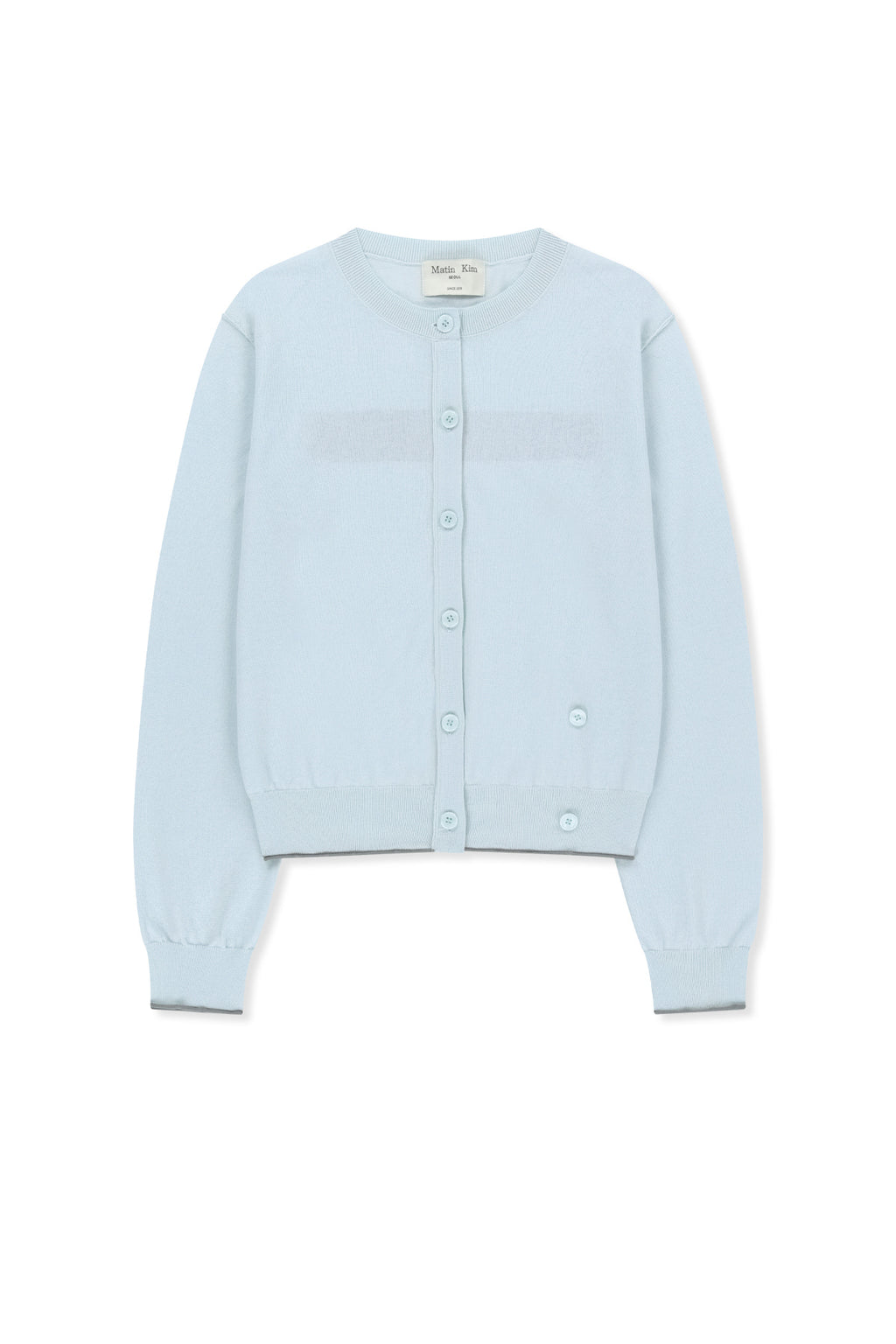 Matin Kim - Back Logo Sheer Cardigan (Light Blue) product image 1 | TRAB K-Fashion Australia