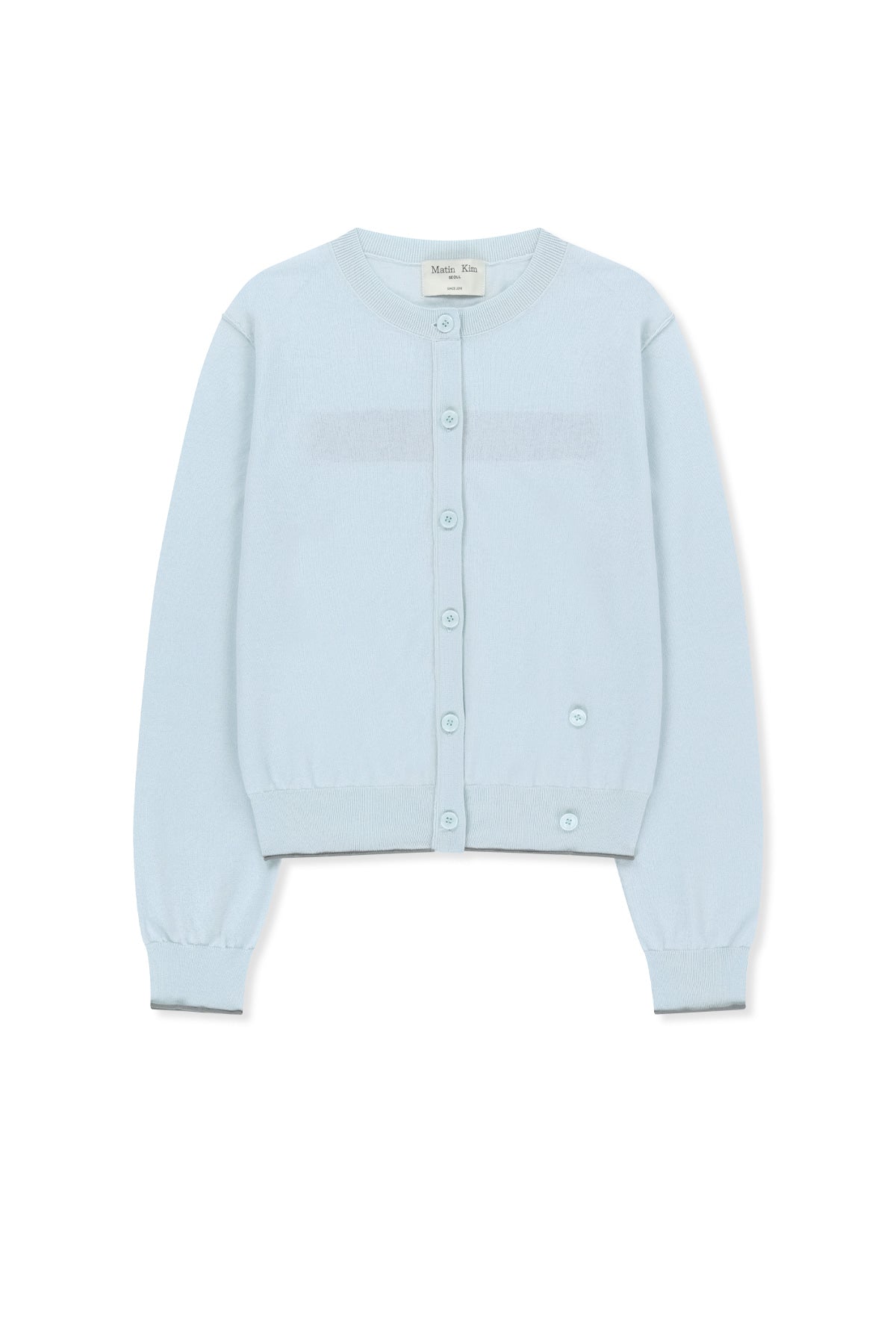 Matin Kim - Back Logo Sheer Cardigan (Light Blue) product image 1 | TRAB K-Fashion Australia