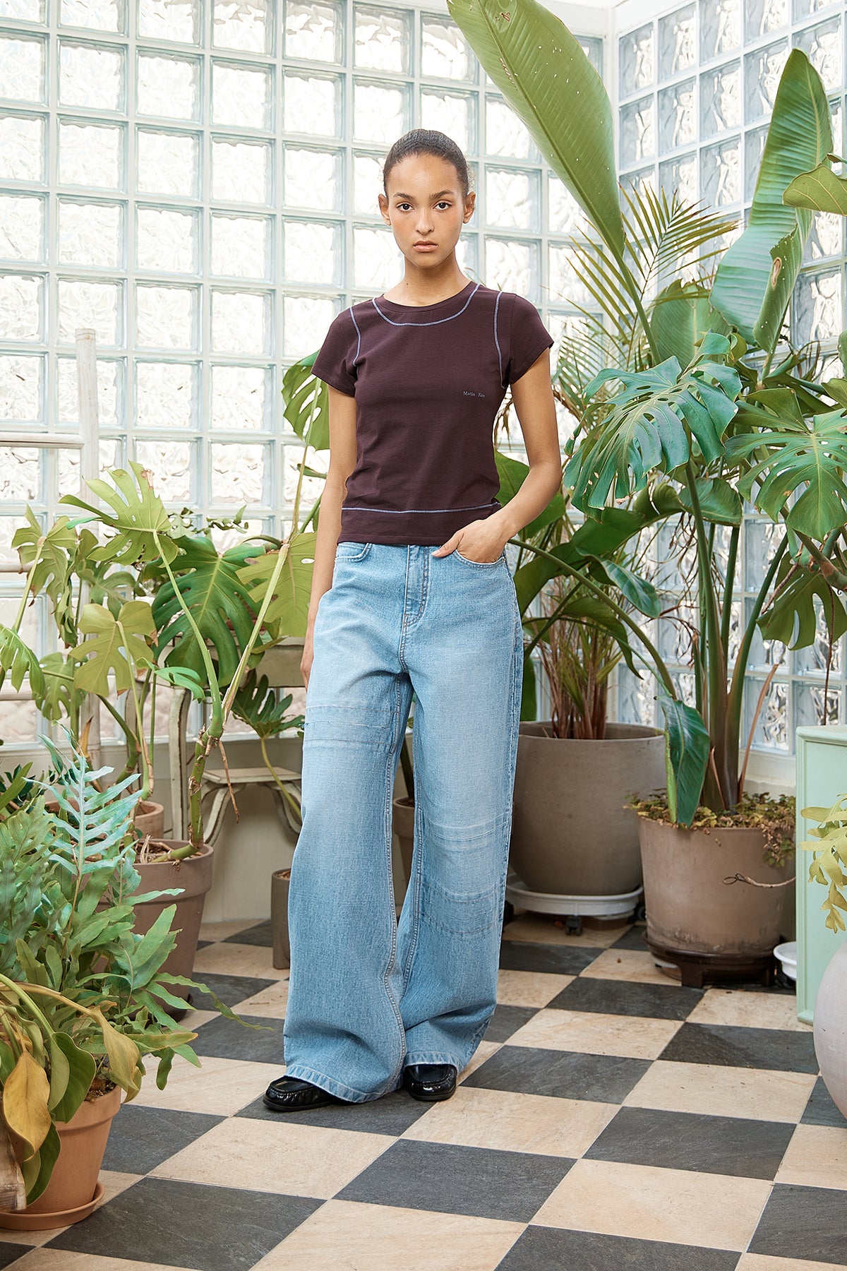 Matin Kim - Unbalance Cut Point Denim Pants (Blue) product image 9 | TRAB K-Fashion Australia