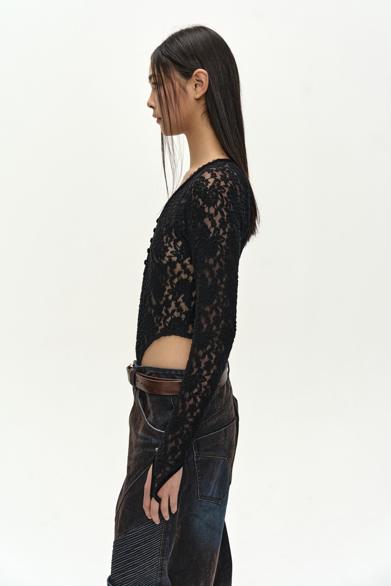 Andersson Bell - Lace Mesh Bodysuit (black) (Black) product image 6 | TRAB K-Fashion Australia