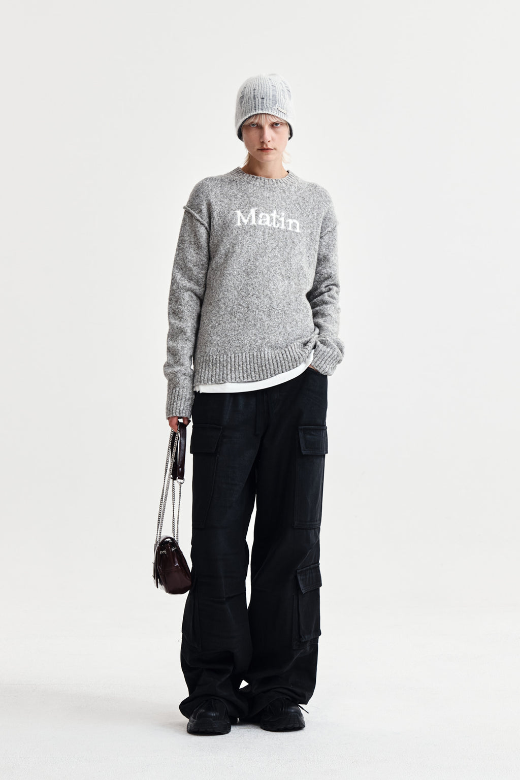 Matin Kim - Matin Mixed Yarn Knit Pullover (Grey) product image 8 | TRAB K-Fashion Australia