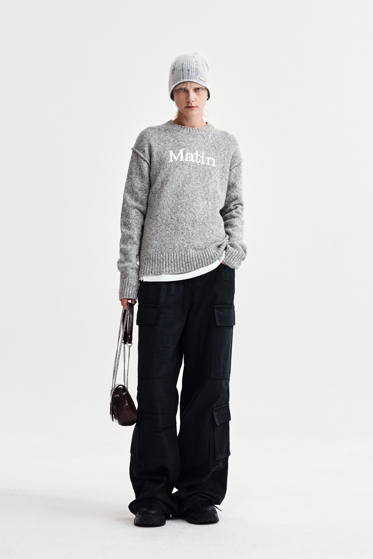 Matin Kim - Matin Mixed Yarn Knit Pullover (Grey) product image 8 | TRAB K-Fashion Australia