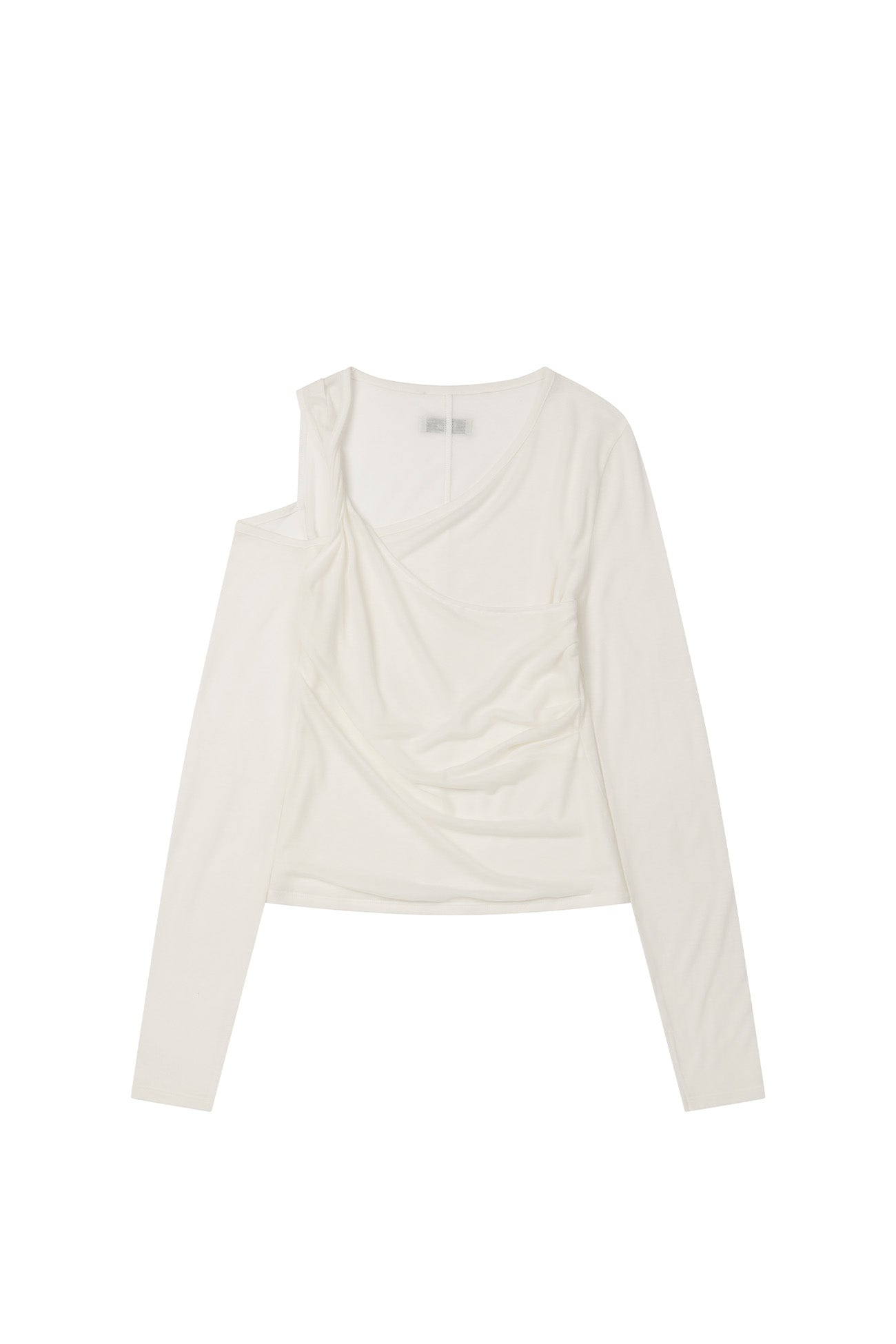 Deinet - One Shoulder Draped Asymmetric Top (White) product image 10 | TRAB K-Fashion Australia