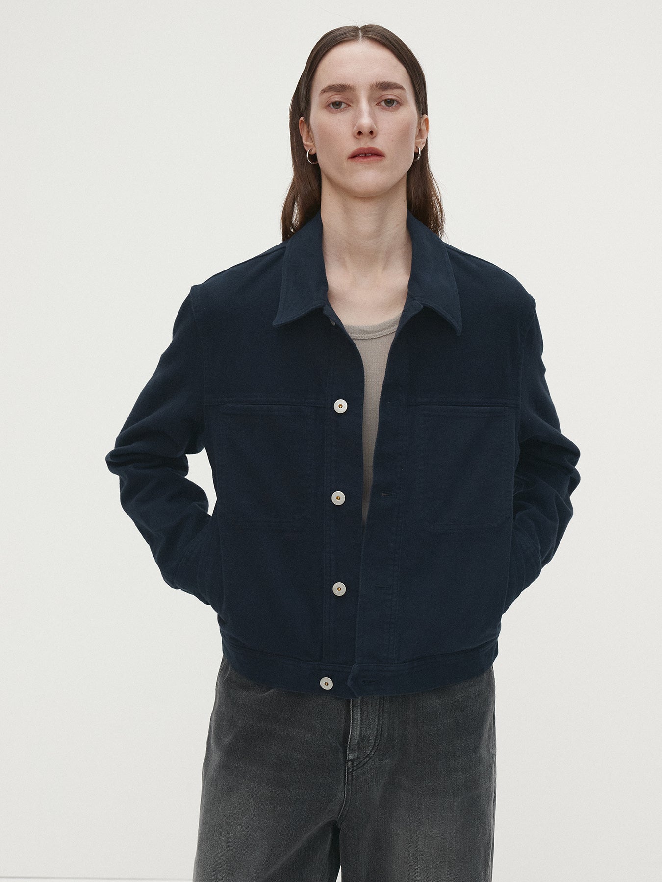 Tonywack - Moleskin Cotton Trucker Jacket (Navy) product image 5 | TRAB K-Fashion Australia