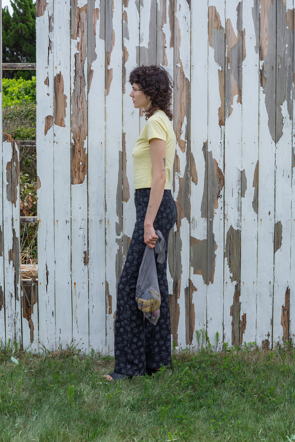 Matin Kim - Flower Pattern Flare Denim Pants (Black) product image 9 | TRAB K-Fashion Australia