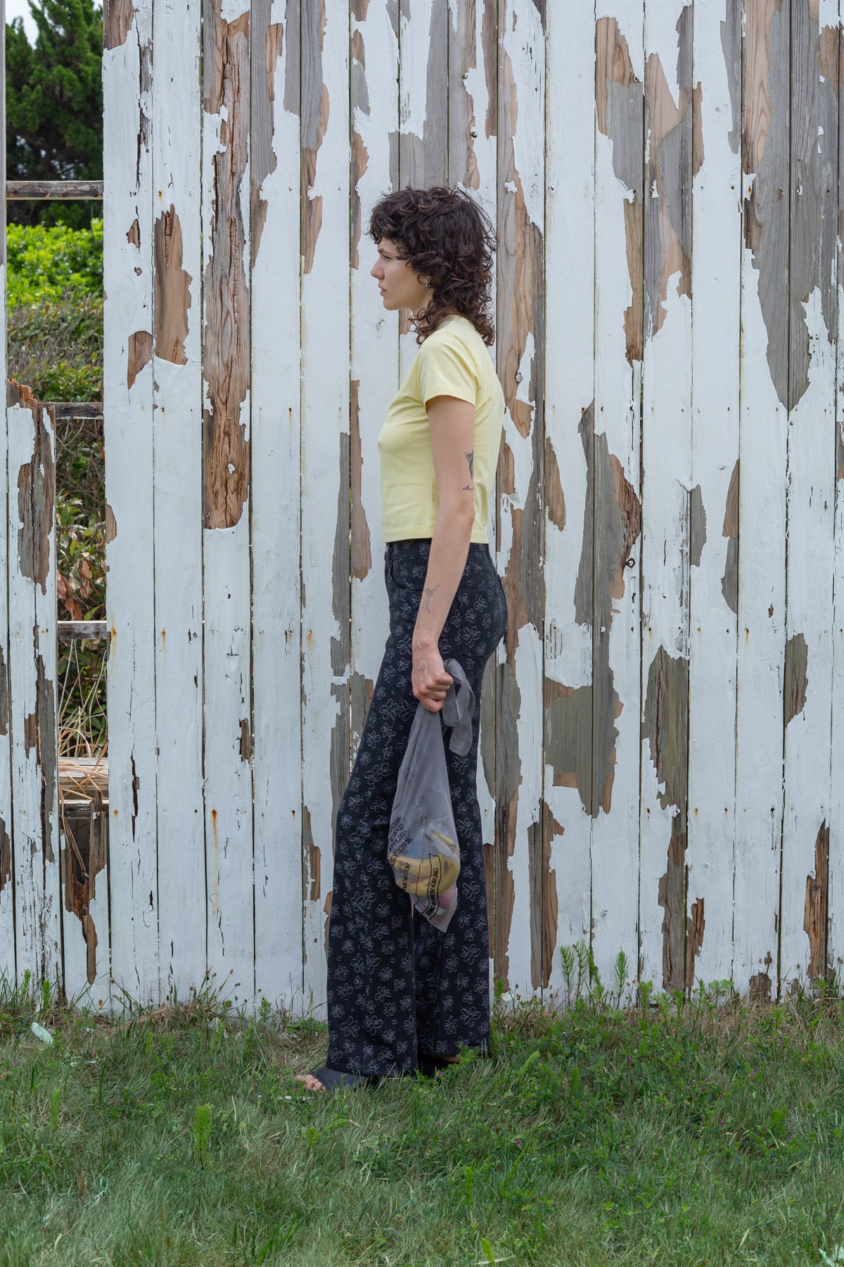 Matin Kim - Flower Pattern Flare Denim Pants (Black) product image 9 | TRAB K-Fashion Australia
