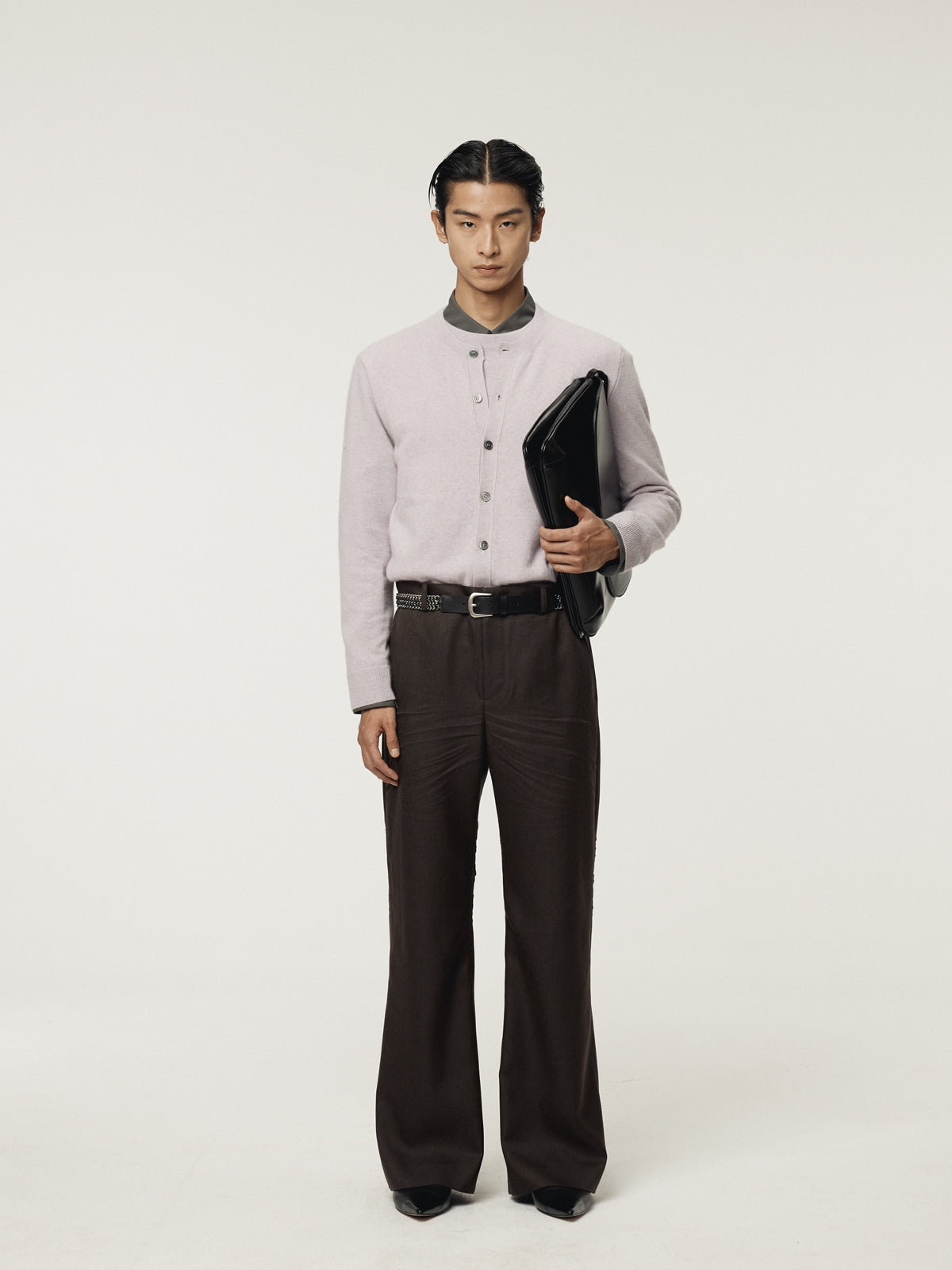 Recto - Crew Neck Layered Cardigan Knit Top (Lavender) product image 2 | TRAB K-Fashion Australia