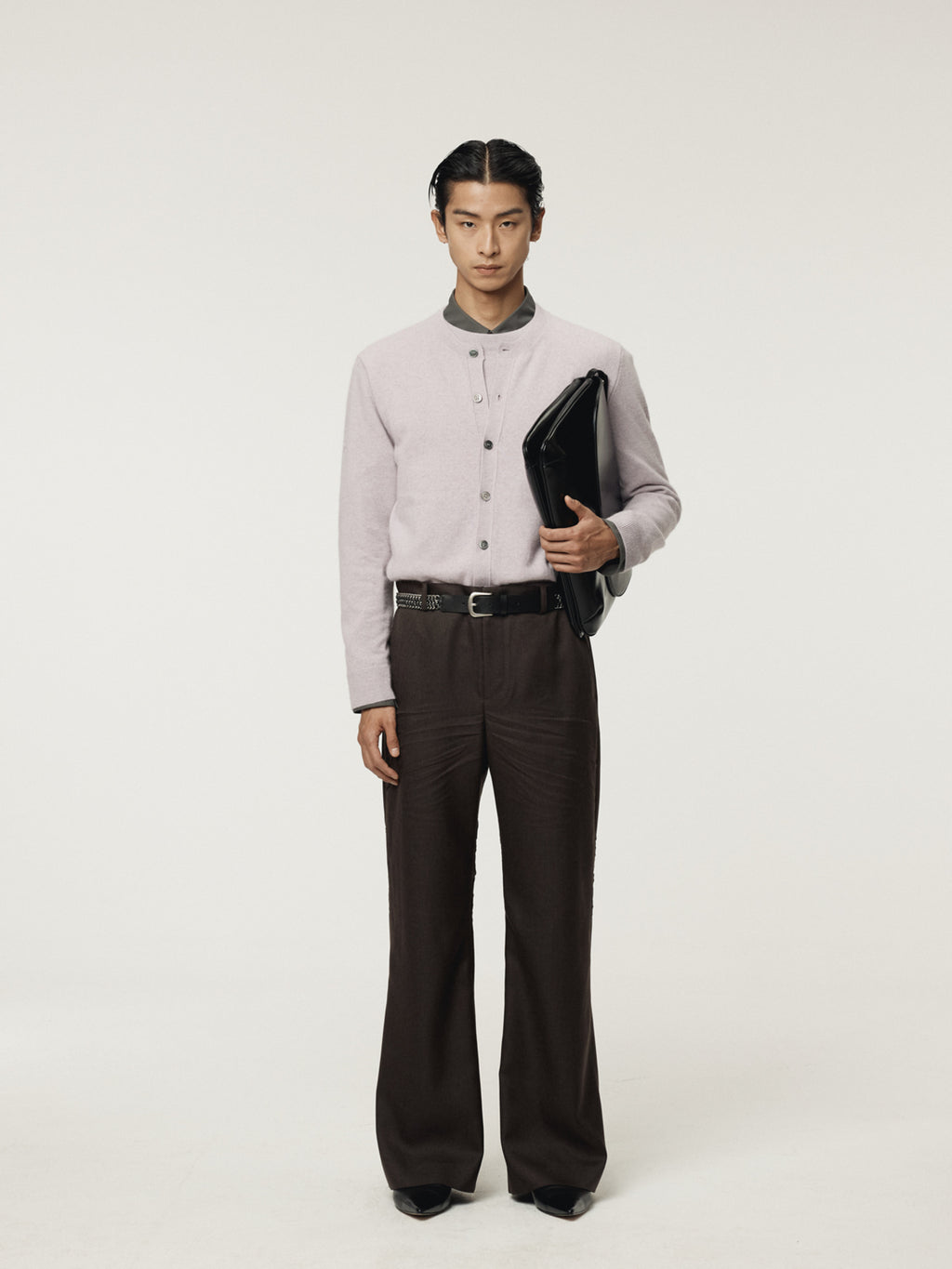 Recto - Crew Neck Layered Cardigan Knit Top (Lavender) product image 2 | TRAB K-Fashion Australia