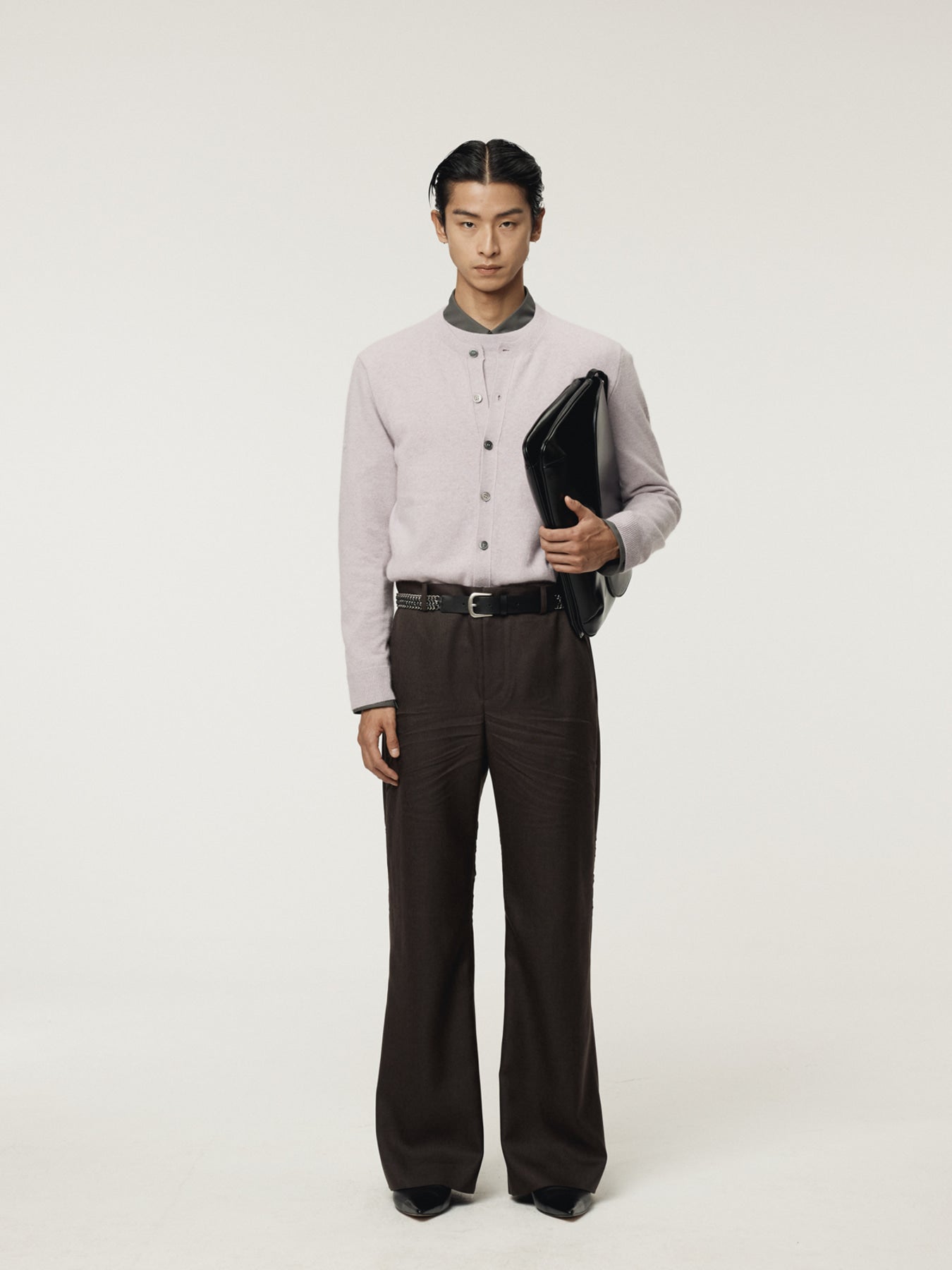 Recto - Crew Neck Layered Cardigan Knit Top (Lavender) product image 2 | TRAB K-Fashion Australia