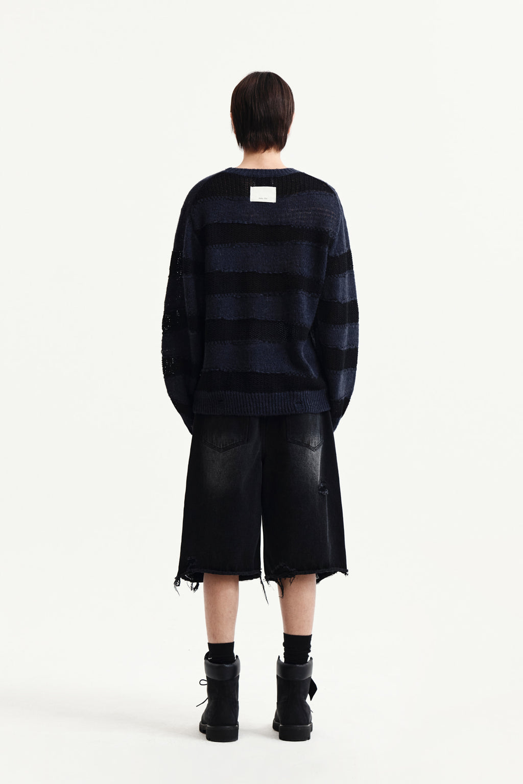 Matin Kim - Texture Block Stripe Knit Pullover (Navy) product image 12 | TRAB K-Fashion Australia