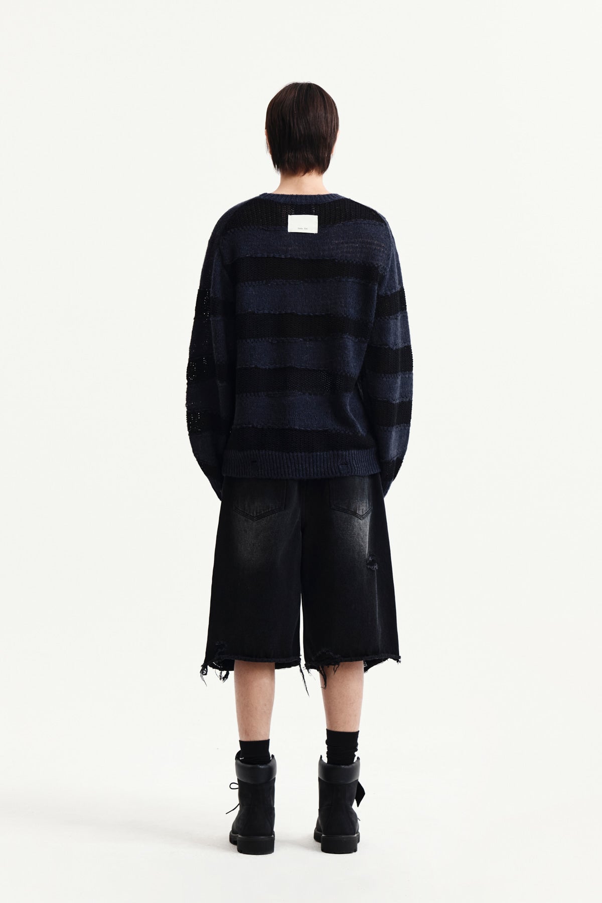 Matin Kim - Texture Block Stripe Knit Pullover (Navy) product image 12 | TRAB K-Fashion Australia