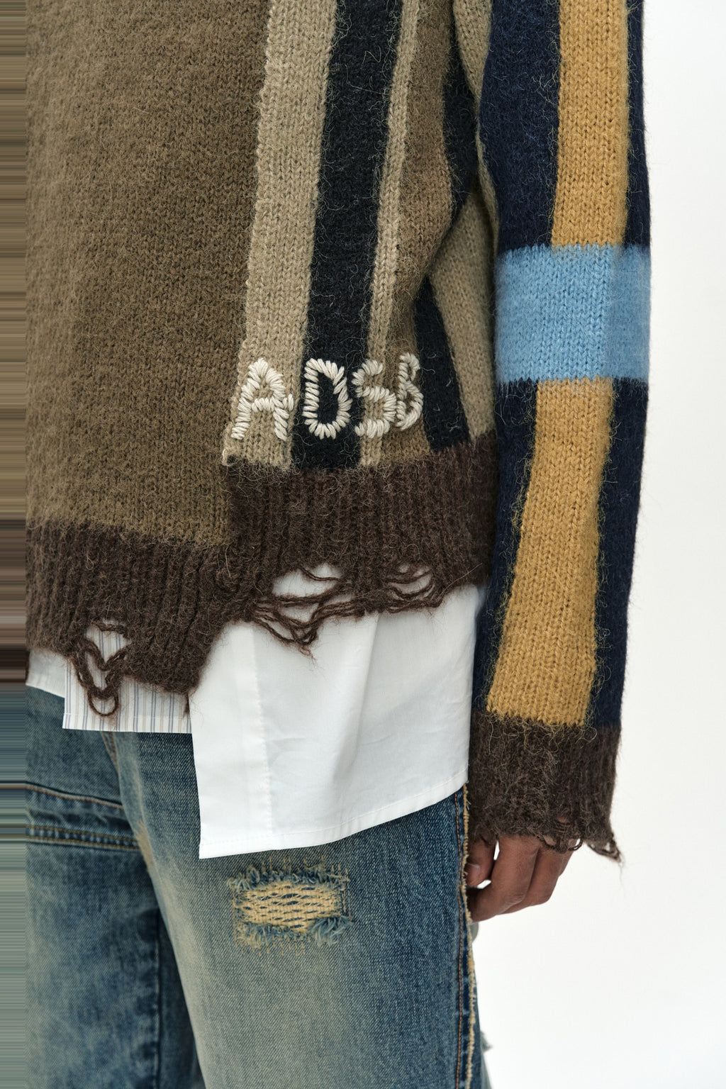 Andersson Bell - Layered Stripe Intarisa Crew Neck Sweater (Camel) product image 6 | TRAB K-Fashion Australia