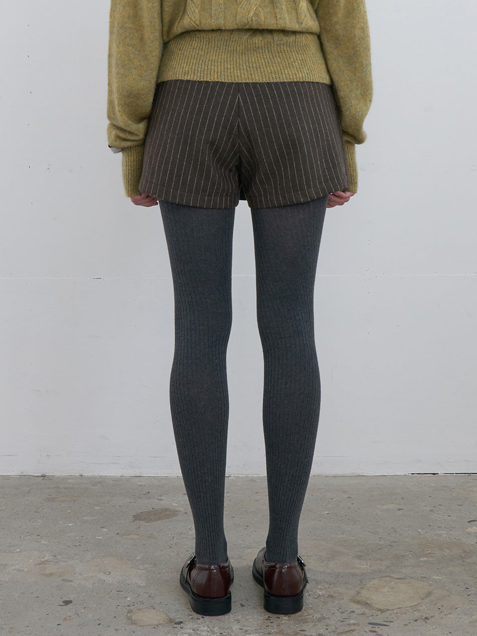 Kijun - Pin Stripe Wrap Shorts (Khaki Brown) product image 2 | TRAB K-Fashion Australia