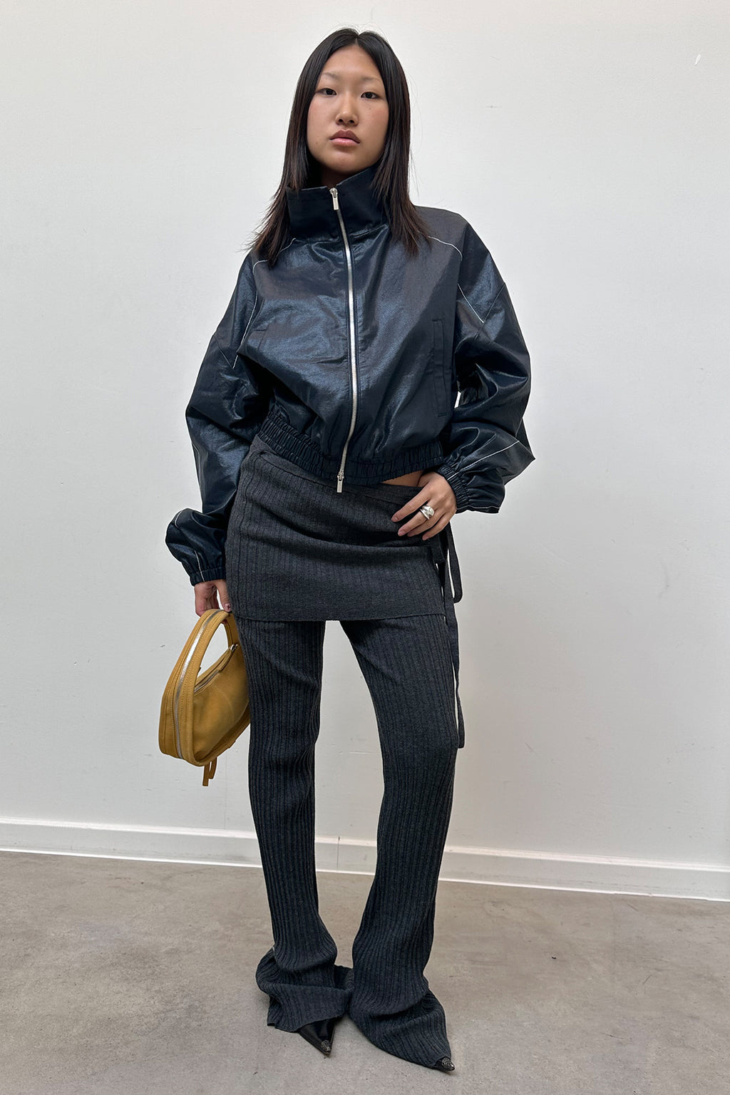 Matin Kim - Matin Rough Coating Crop Bomber (Navy) product image 7 | TRAB K-Fashion Australia