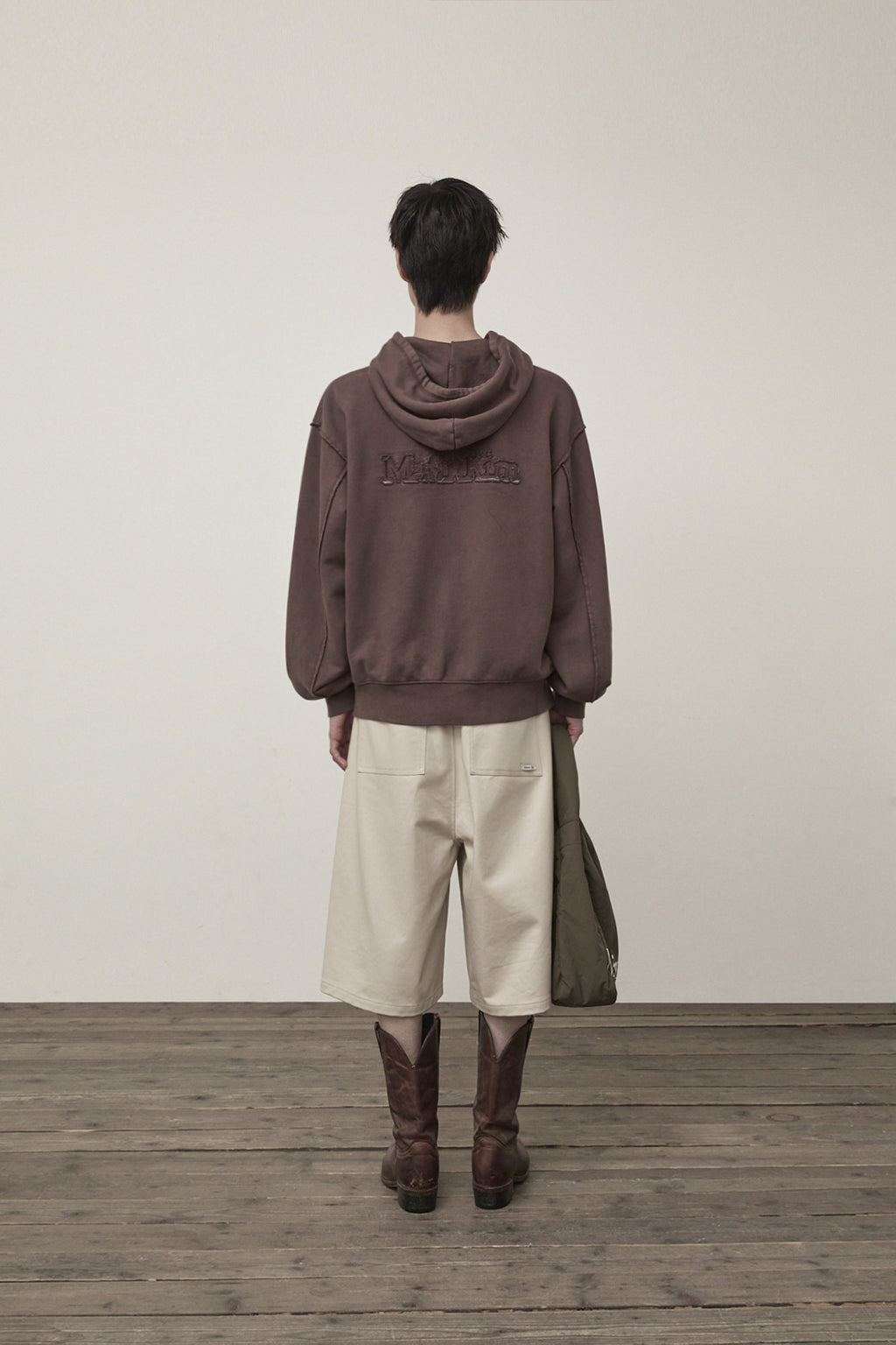 Matin Kim - Back Logo Washed Hoody Zip Up (Cocoa) product image 7 | TRAB K-Fashion Australia