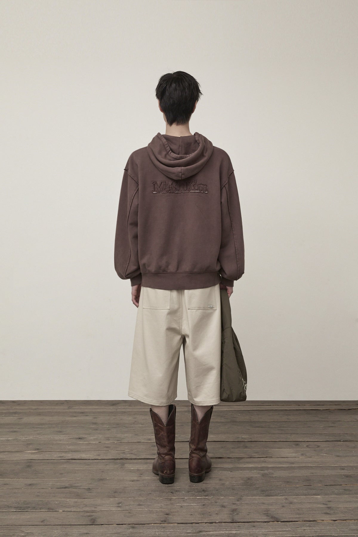 Matin Kim - Back Logo Washed Hoody Zip Up (Cocoa) product image 7 | TRAB K-Fashion Australia