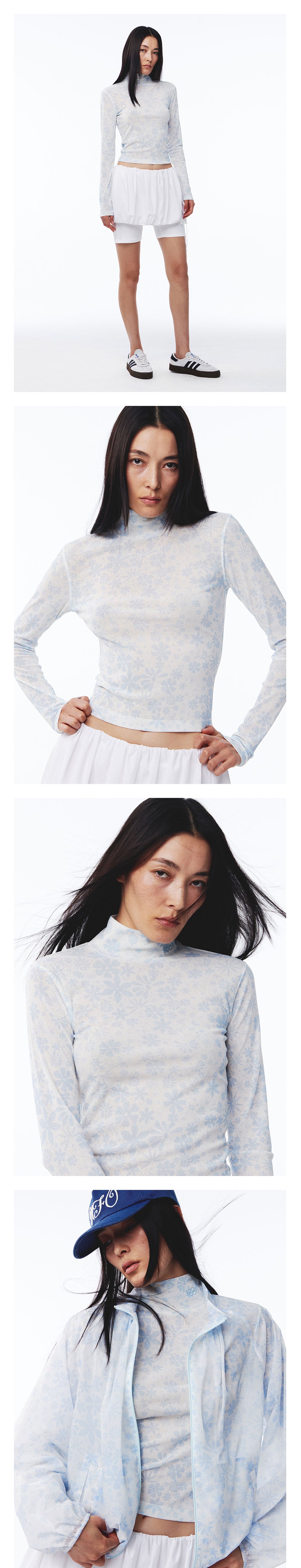 Kijun - Flower Jersey Top (Print Sky Blue) product image 1 | TRAB K-Fashion Australia