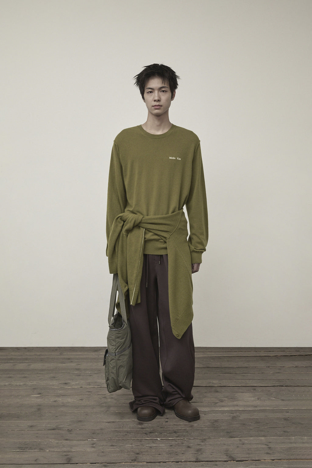 Matin Kim - Cashmere Blended Round Knit Cardigan (Olive) product image 14 | TRAB K-Fashion Australia