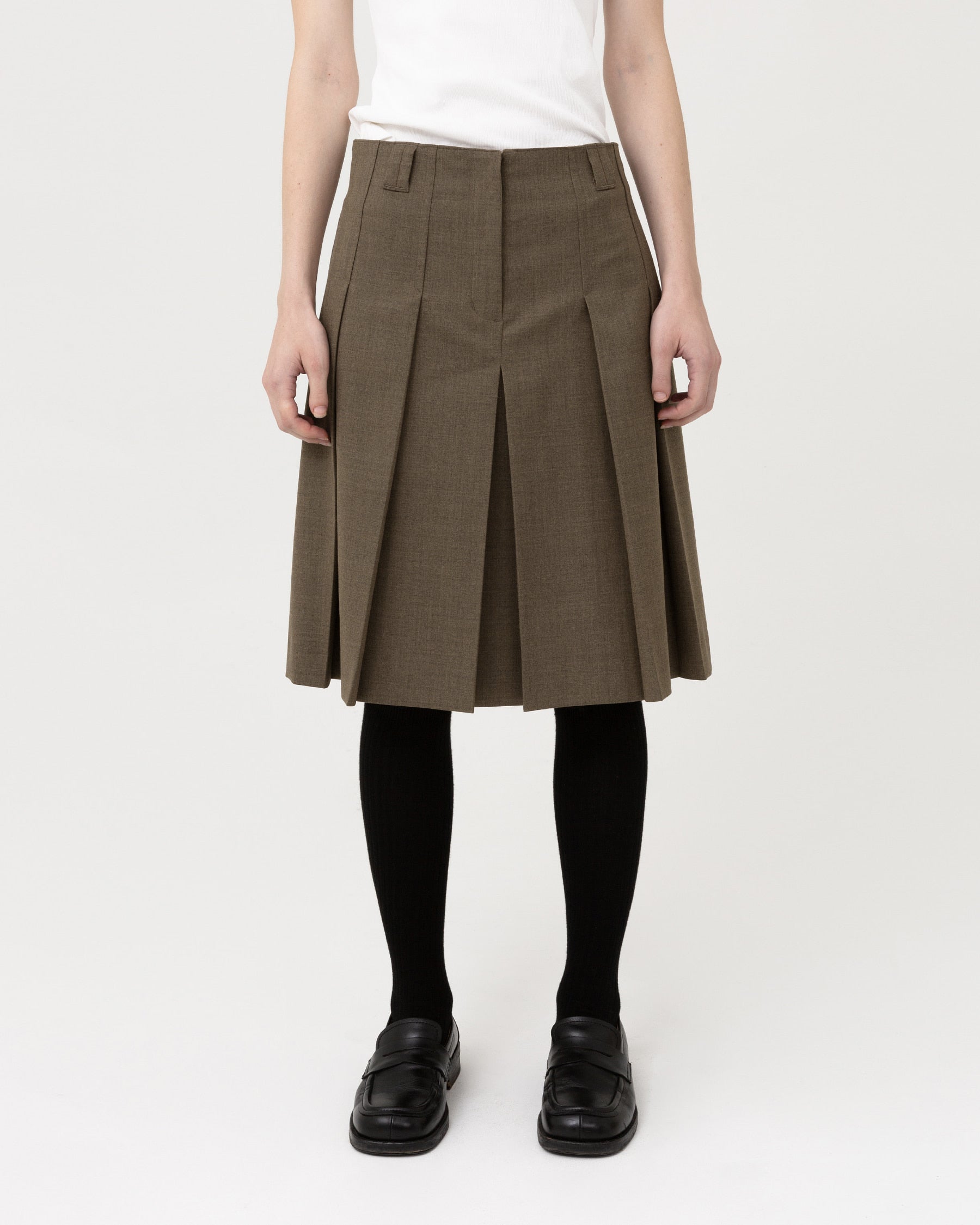 Brownyard - Pleats Midi Skirt (Brown) product image 1 | TRAB K-Fashion Australia