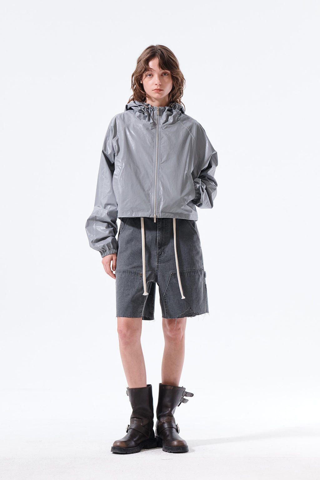 Matin Kim - Matin Crop Hoody Coating Jumper (Dark Grey) product image 8 | TRAB K-Fashion Australia
