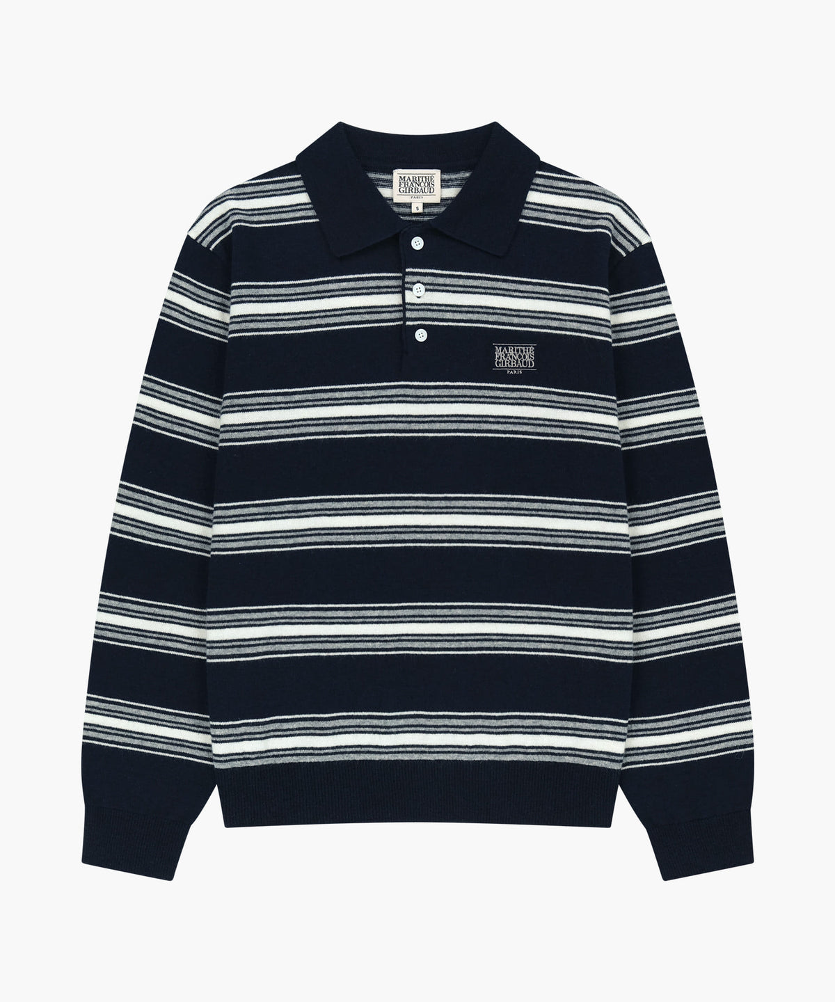 Marithe & Francois Girbaud - Small Classic Logo Multi Stripe Polo Knit (Navy) product image 4 | TRAB K-Fashion Australia