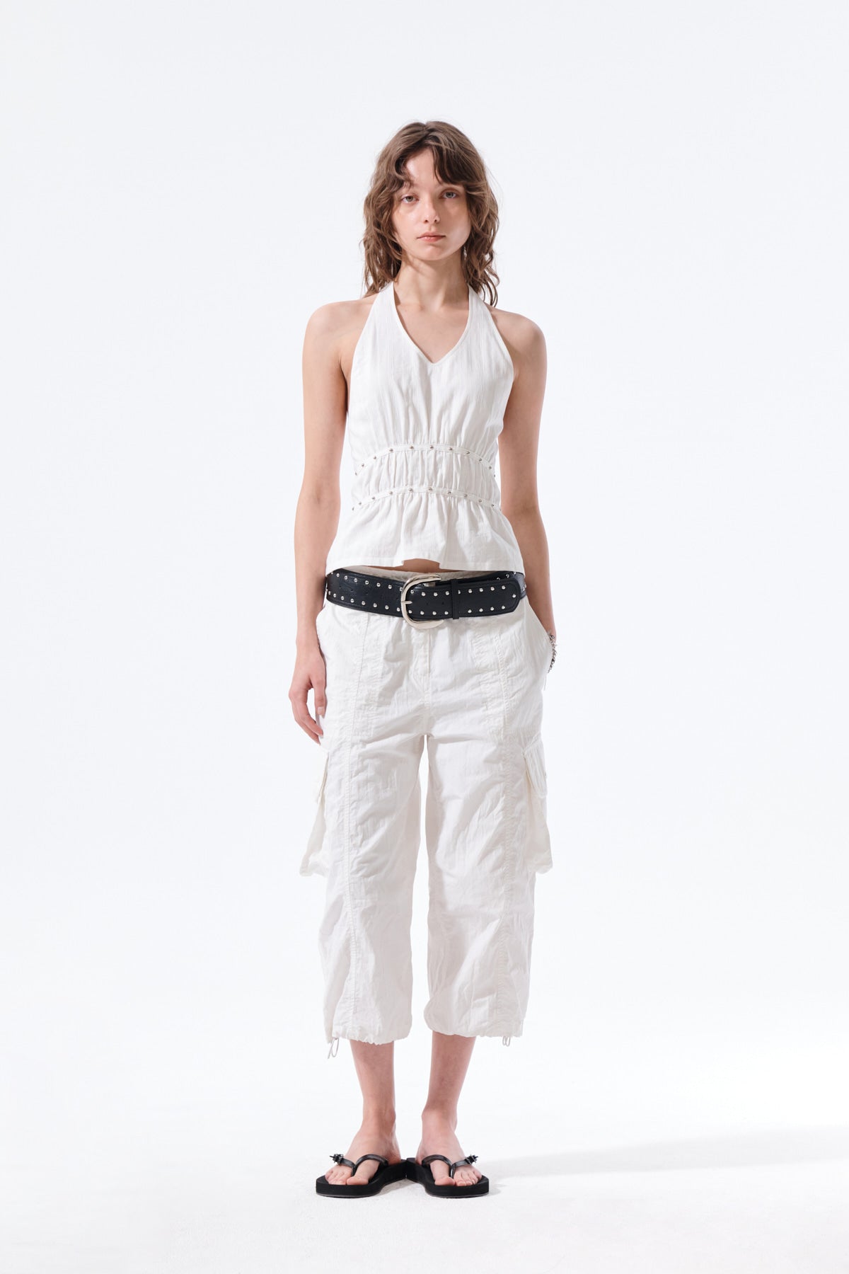 Matin Kim - Halter Neck Shirring Blouse (White) product image 9 | TRAB K-Fashion Australia