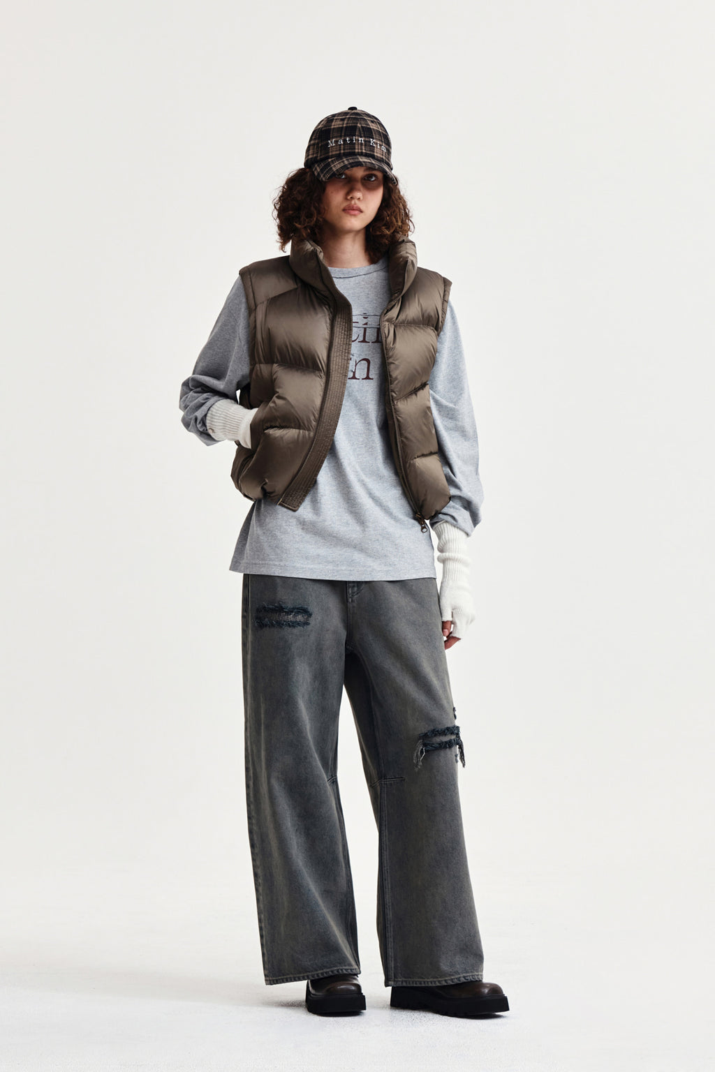 Matin Kim - Back Logo Wide Denim Pants (Smoke Blue) product image 8 | TRAB K-Fashion Australia