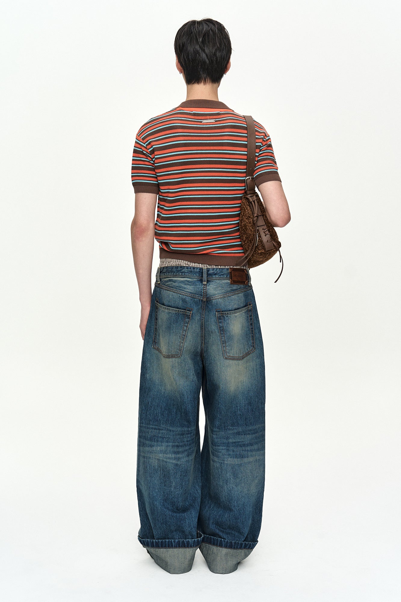 Andersson Bell - Stripe Layered Polo Sweater (Brown/Orange) product image 4 | TRAB K-Fashion Australia