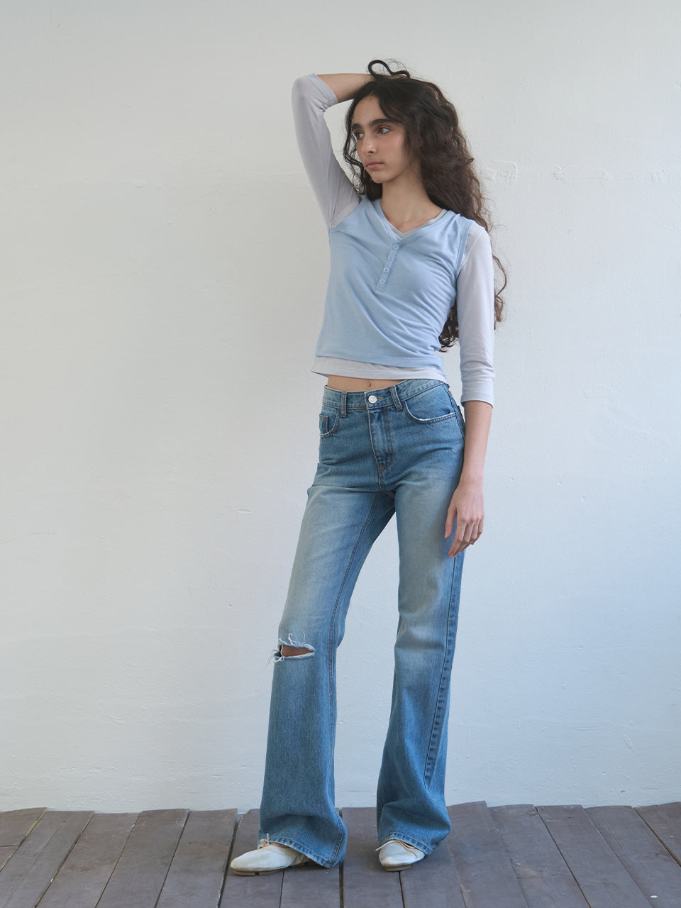 Kijun - Single Cut Flared Jeans (Blue) product image 6 | TRAB K-Fashion Australia