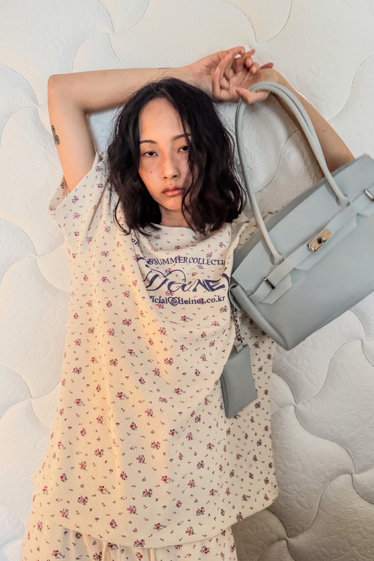 Deinet - Soft Waffle Flower T-Shirt (Ivory) product image 9 | TRAB K-Fashion Australia