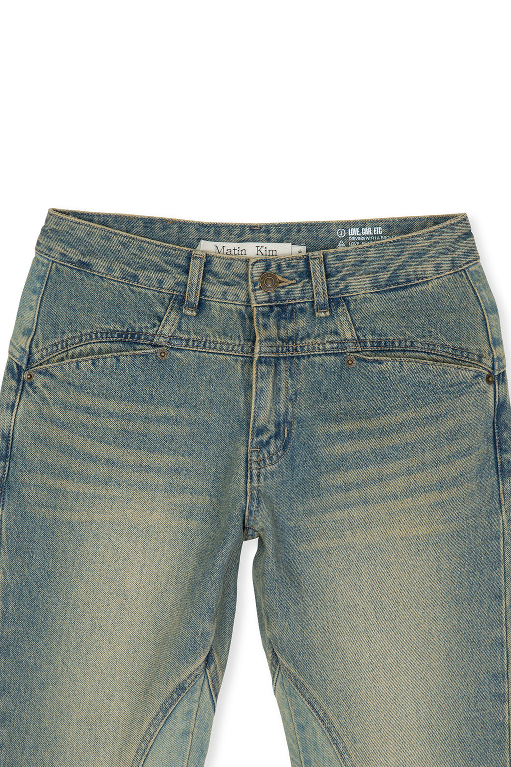 Matin Kim - Peaches Zipper Detail Boots Cut Denim Pants (Light Blue) product image 4 | TRAB K-Fashion Australia