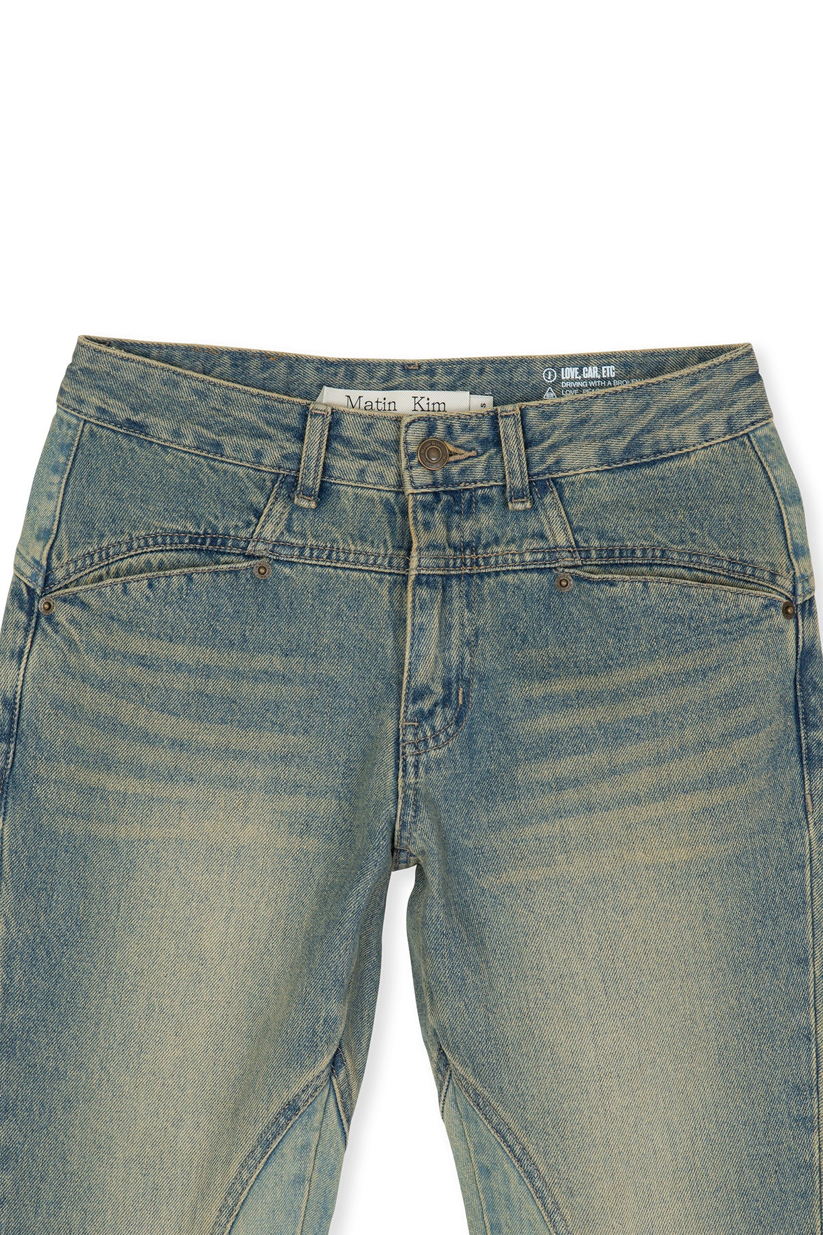 Matin Kim - Peaches Zipper Detail Boots Cut Denim Pants (Light Blue) product image 4 | TRAB K-Fashion Australia