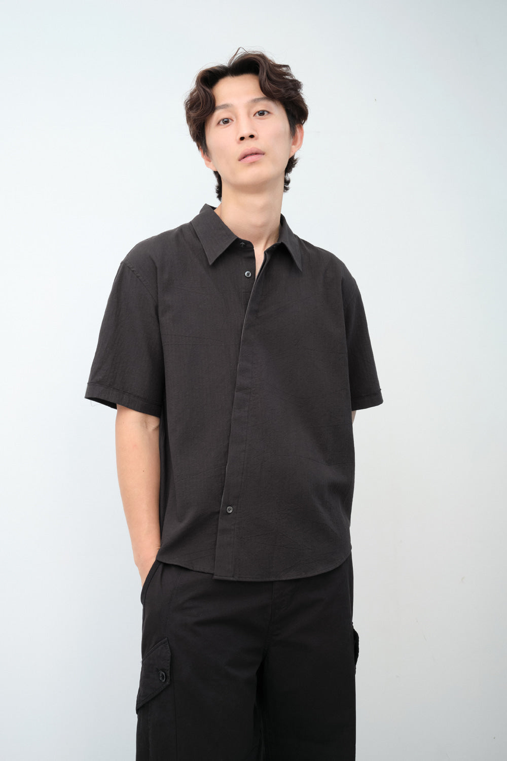 Hatchingroom - Slash Shirt Herringbone Stripe (Black) product image 6 | TRAB K-Fashion Australia