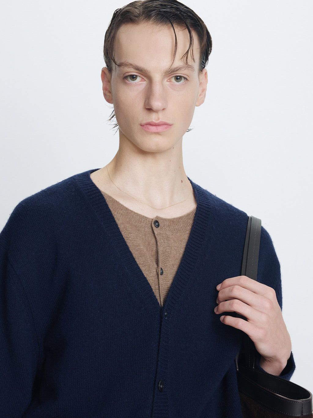 Tonywack - Wool And Cashmere Layered Cardigan (Navy/Taupe) product image 8 | TRAB K-Fashion Australia