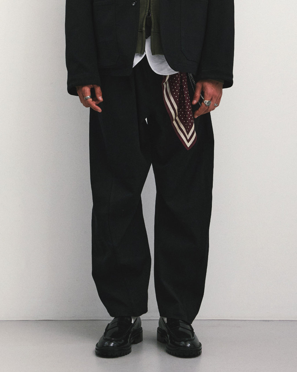 Eastlogue - Cinch Back Curved Pants (Black Twill) product image 2 | TRAB K-Fashion Australia