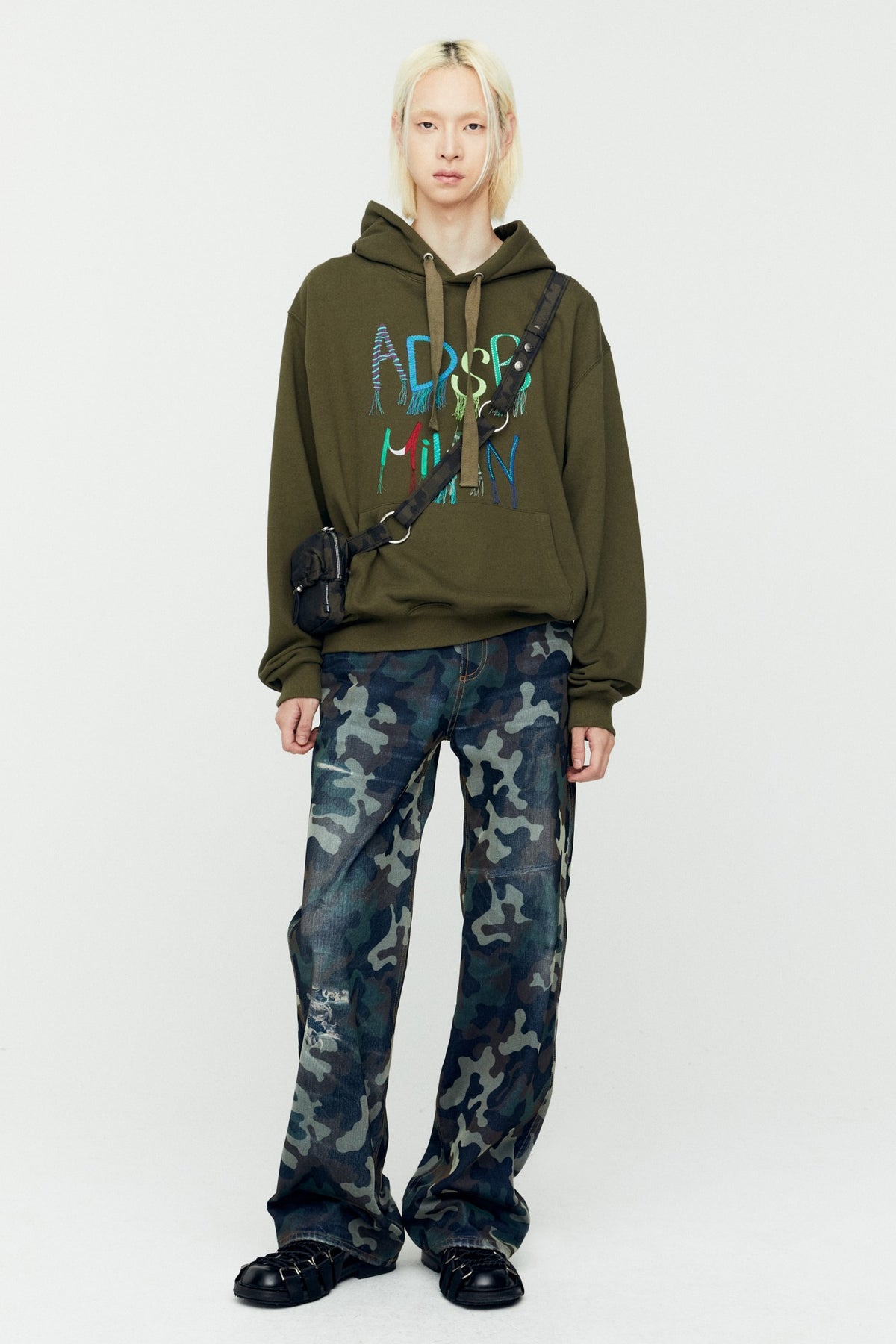 Andersson Bell - (essential) Unisex Adsb Milan Embroidery Hoodie (Khaki) product image 1 | TRAB K-Fashion Australia