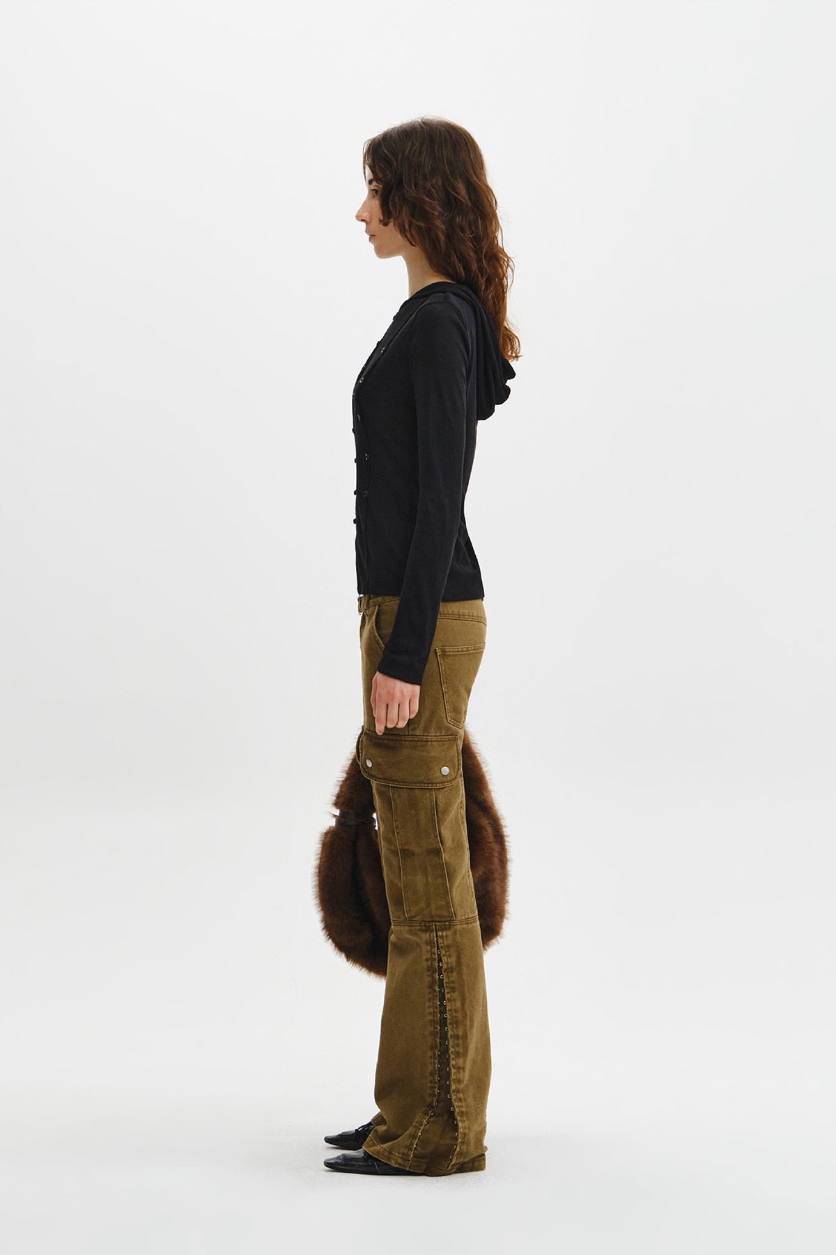 Matin Kim - Double Layer Button Hood Top (Black) product image 9 | TRAB K-Fashion Australia