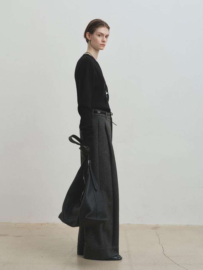 Tonywack - Deep Tuck Wide-Leg Trousers (Grey) product image 1 | TRAB K-Fashion Australia