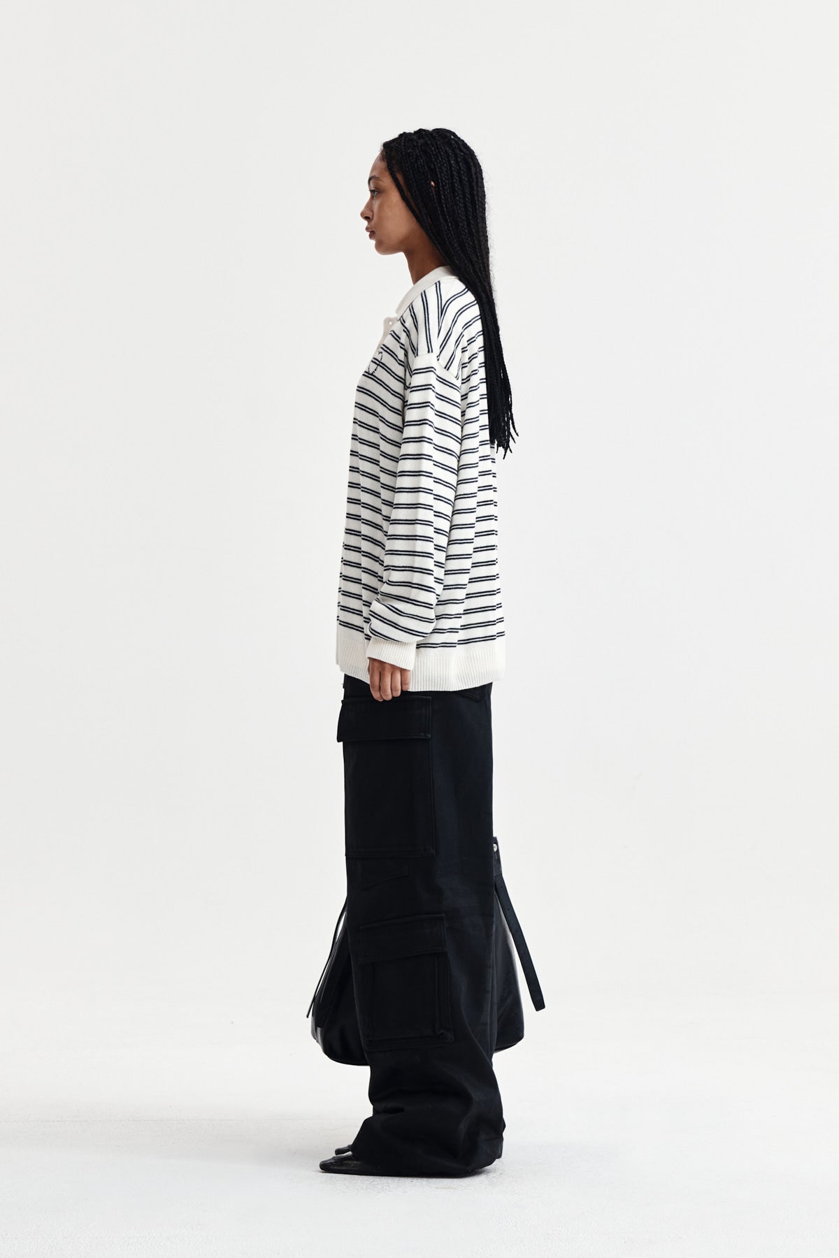 Matin Kim - Heart Logo Collar Striped Pullover (Ivory) product image 6 | TRAB K-Fashion Australia
