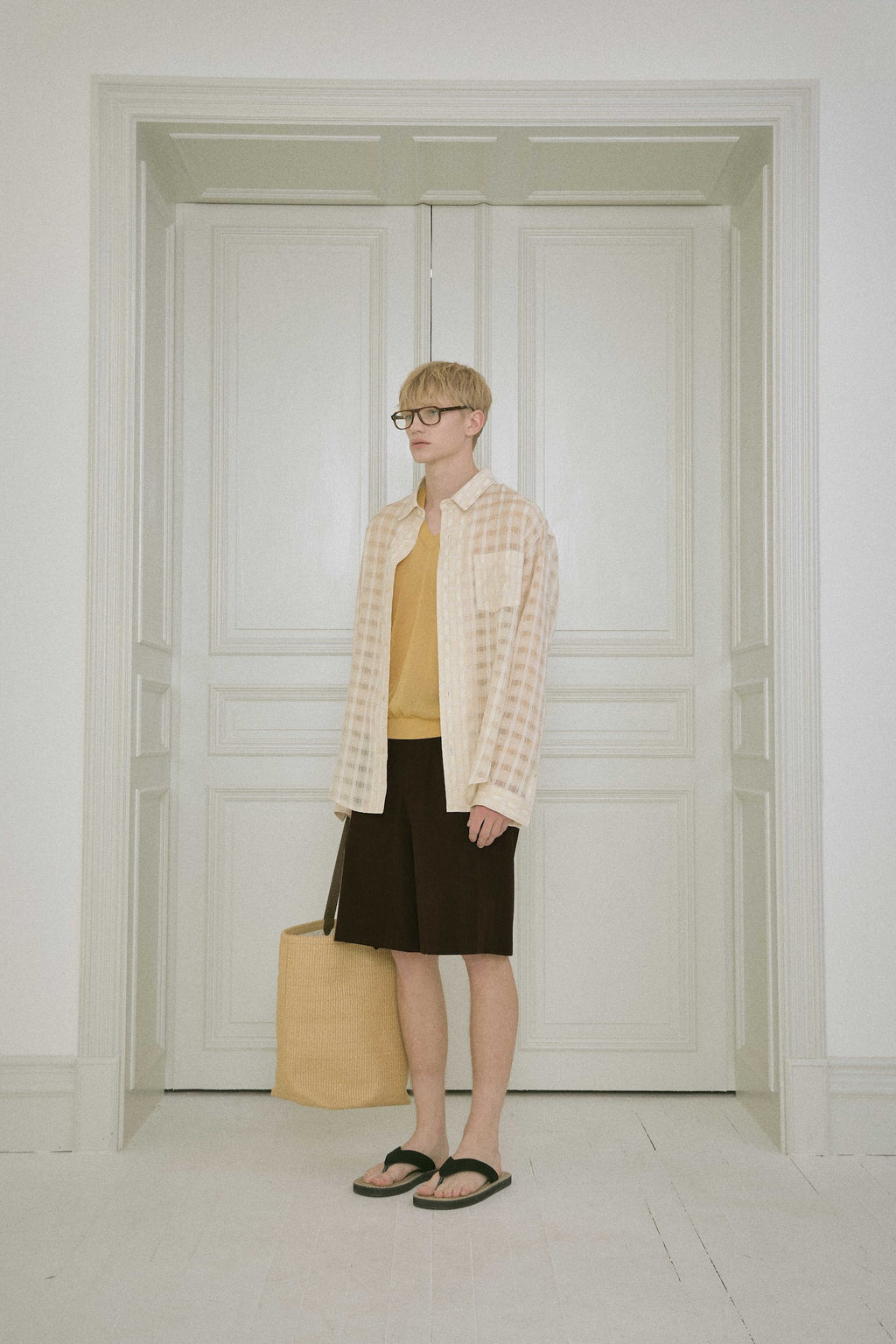 STU - Comfortable Check Shirt (Beige) product image 2 | TRAB K-Fashion Australia