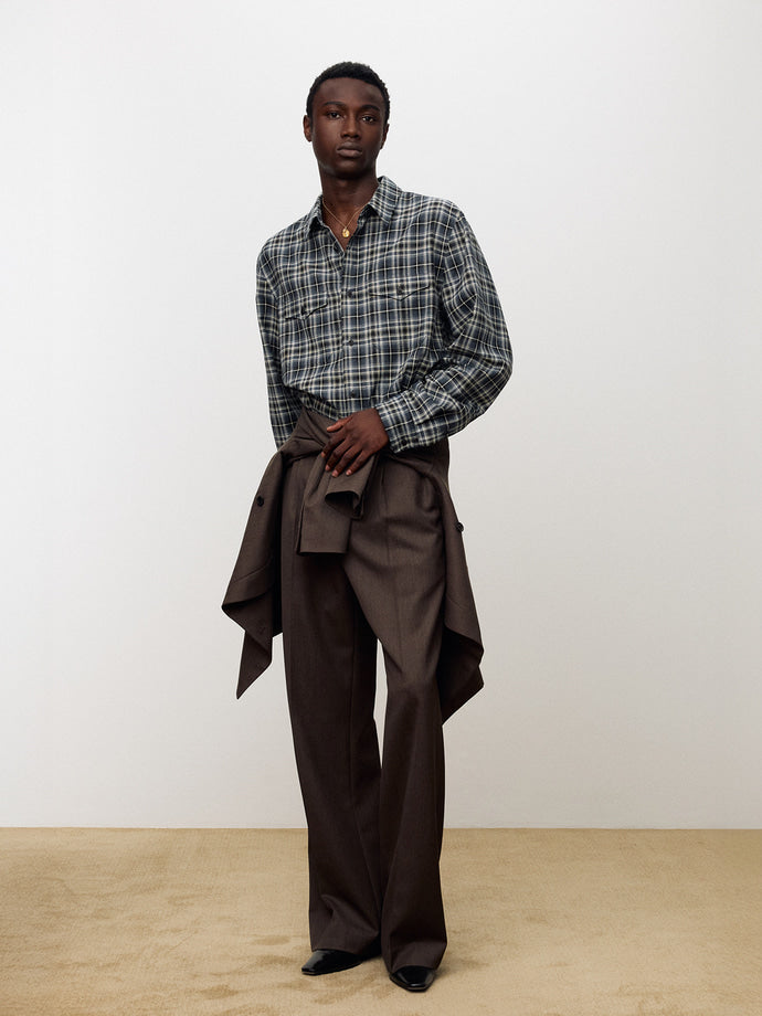 Tonywack - Checked Cotton Double Pocket Shirt (Blue) product image 3 | TRAB K-Fashion Australia