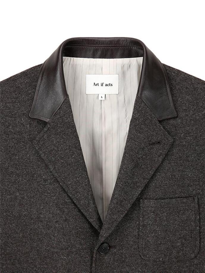 Art if acts - Leather Collar Wool Blazer_Japanese Fabric (Charcoal) product image 11 | TRAB K-Fashion Australia