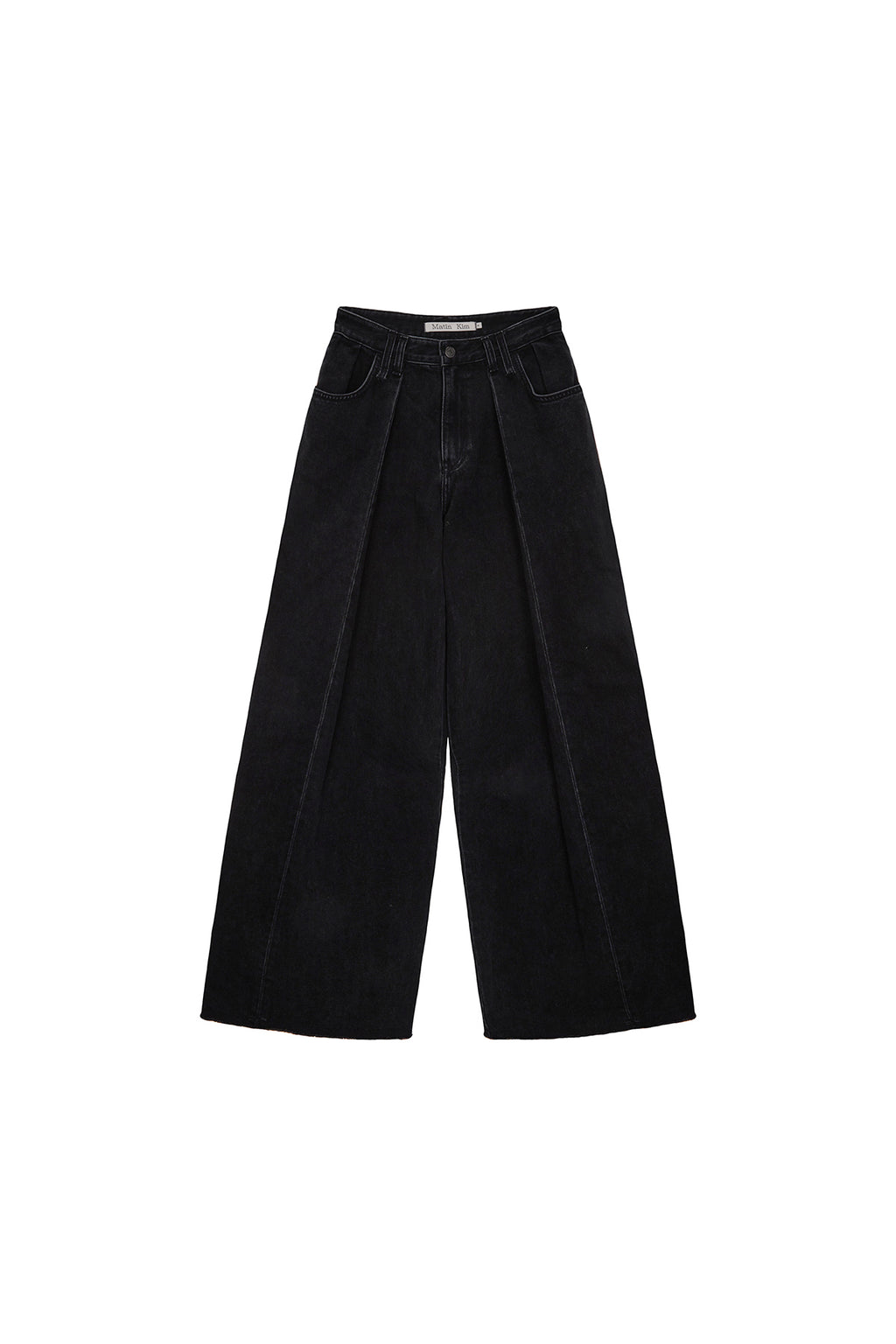Matin Kim - Tuck Point Wide Denim Pants (Black) product image 1 | TRAB K-Fashion Australia