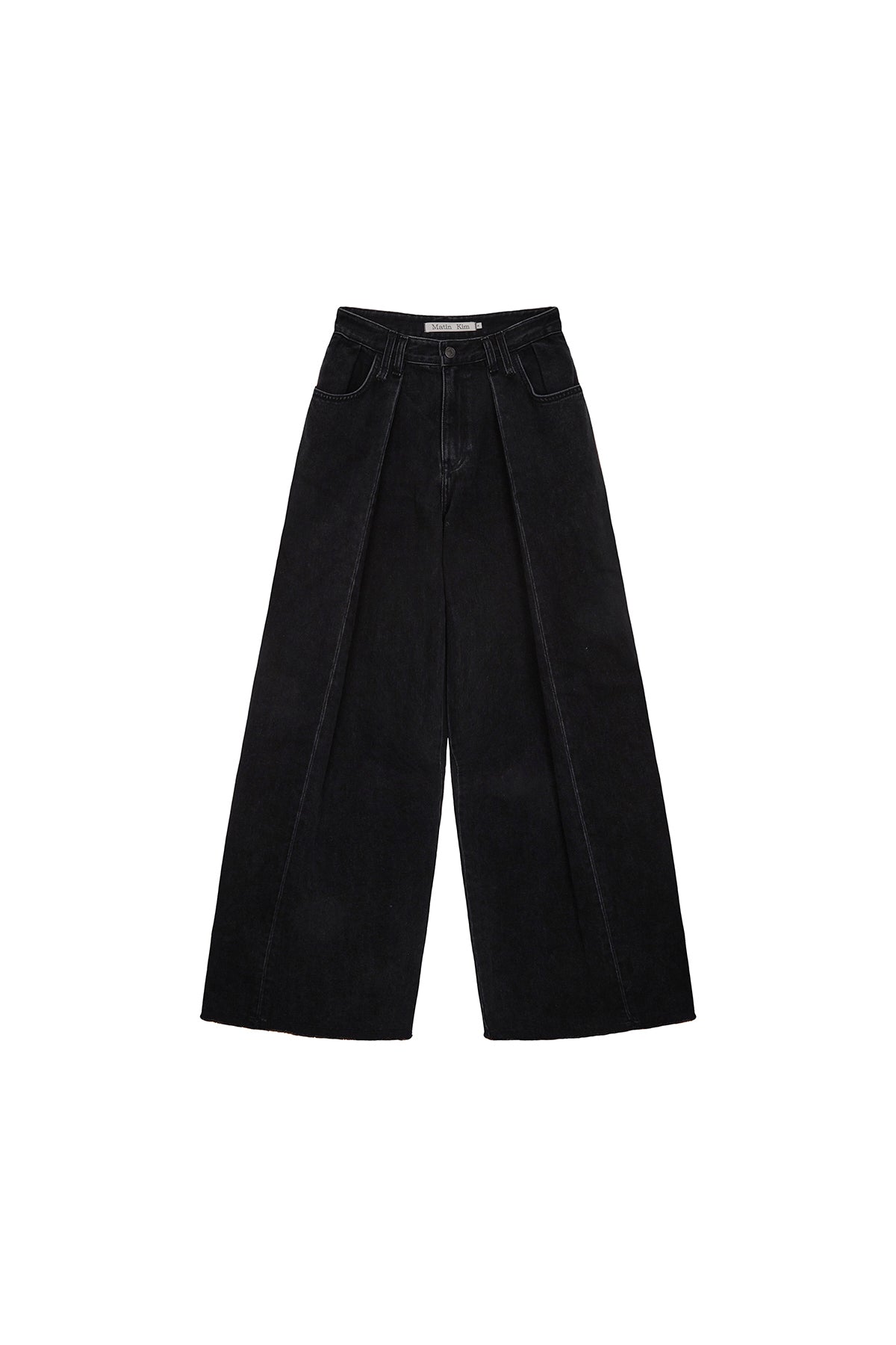 Matin Kim - Tuck Point Wide Denim Pants (Black) product image 1 | TRAB K-Fashion Australia